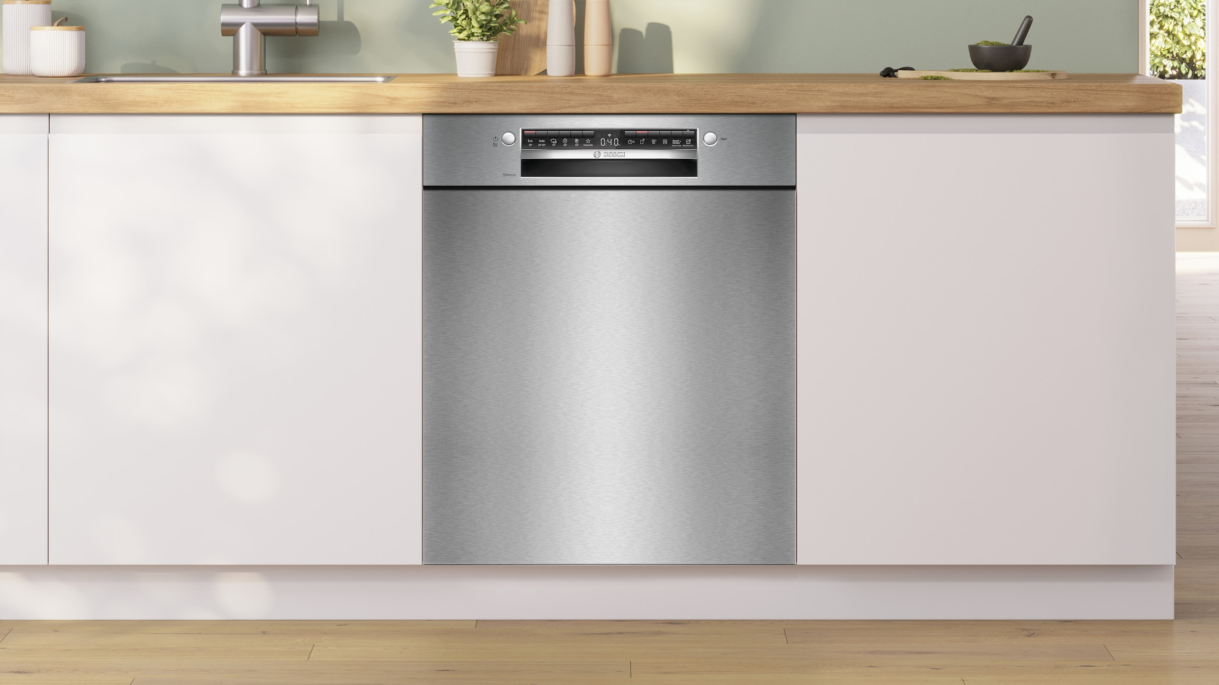 BOSCH Unterbaugeschirrspüler Serie 4 »SMU4HVS14E« 14 tlg. Maßgedecke Mit 3-fach Rack Matic & flexiblen Körben