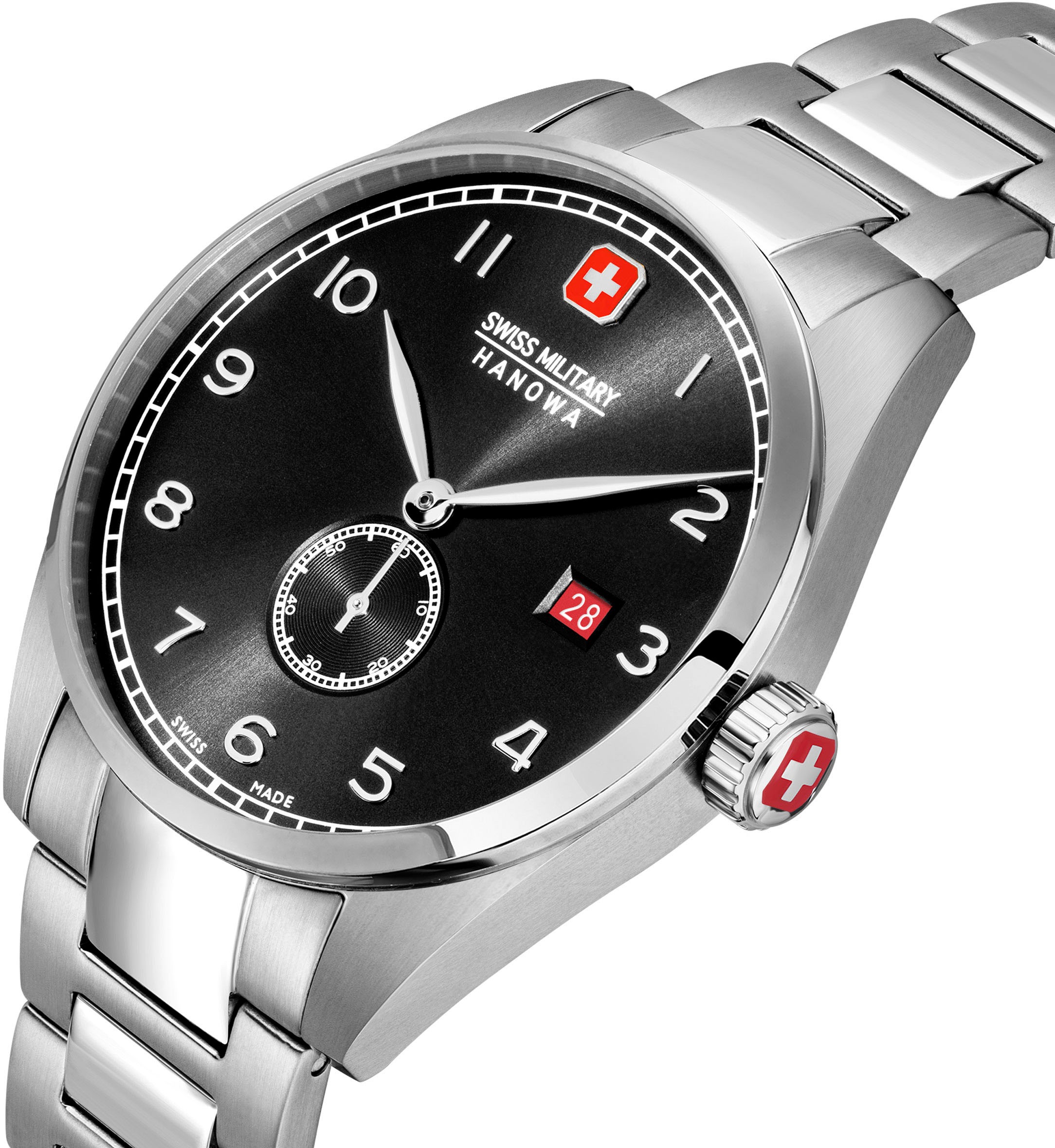 Swiss Military Hanowa Quarzuhr »LYNX, SMWGH0000704«, Armbanduhr, Herrenuhr, Datum, Saphirglas, Swiss Made