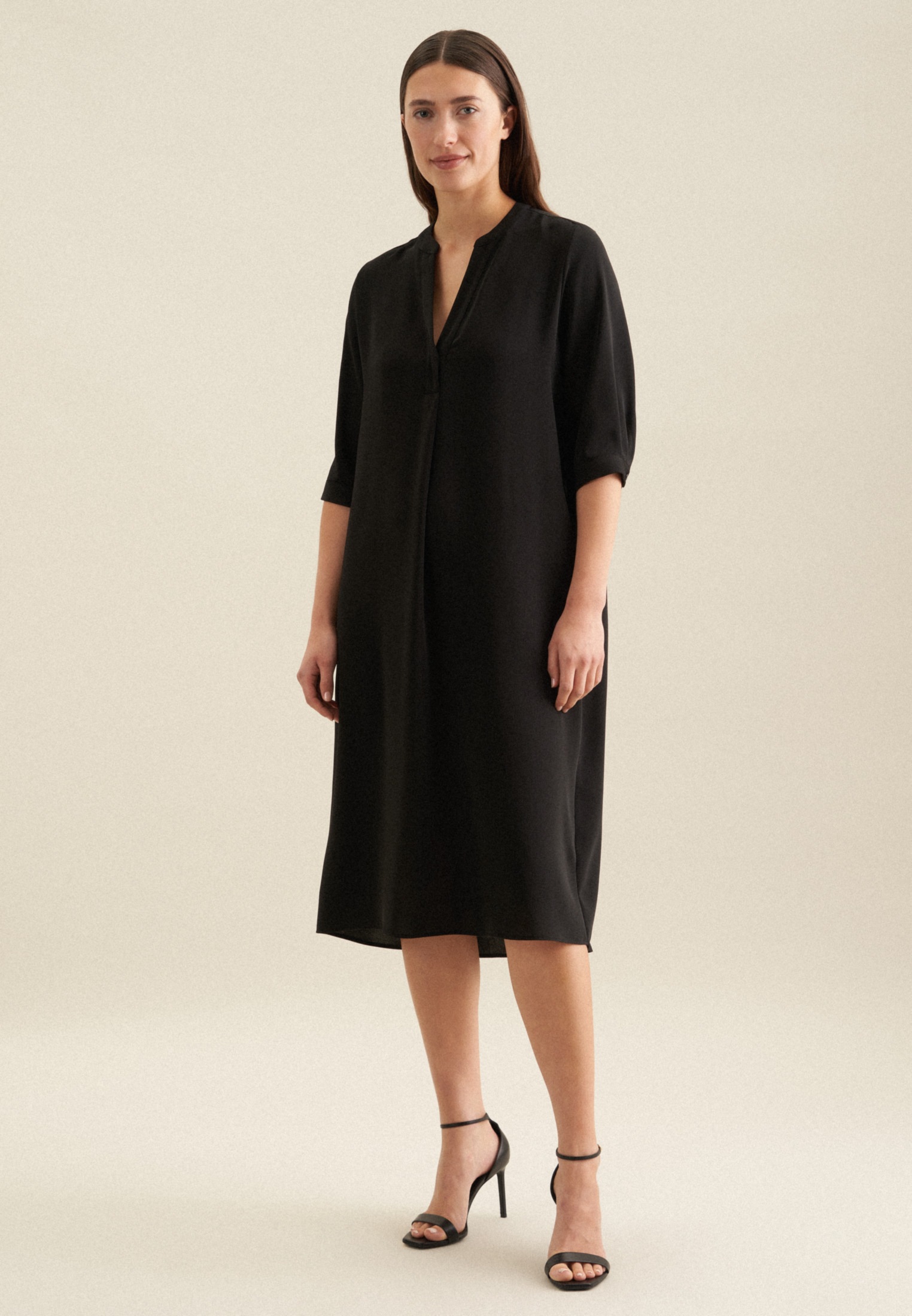 seidensticker Sommerkleid »Schwarze Rose« 3/4-Arm Kragen Uni