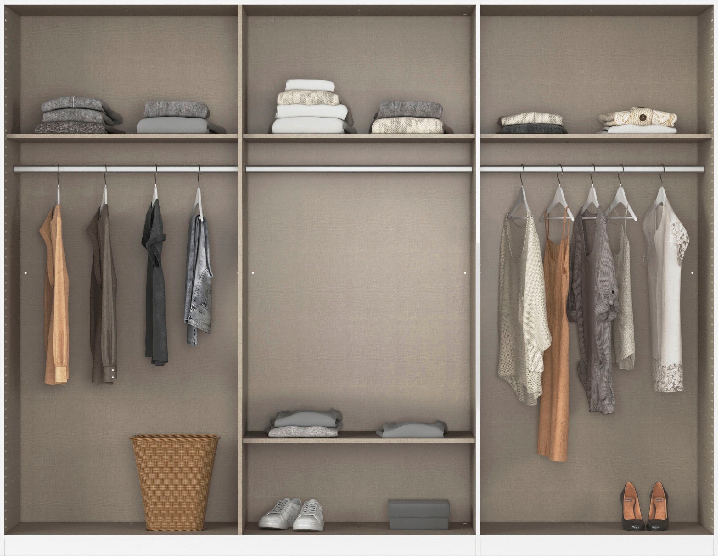 rauch Kleiderschrank »Drehtürenschrank Schrank Garderobe BURANO«, mit Schubladen und Spiegelumrandung in Farbabsetzung MADE IN GERMANY