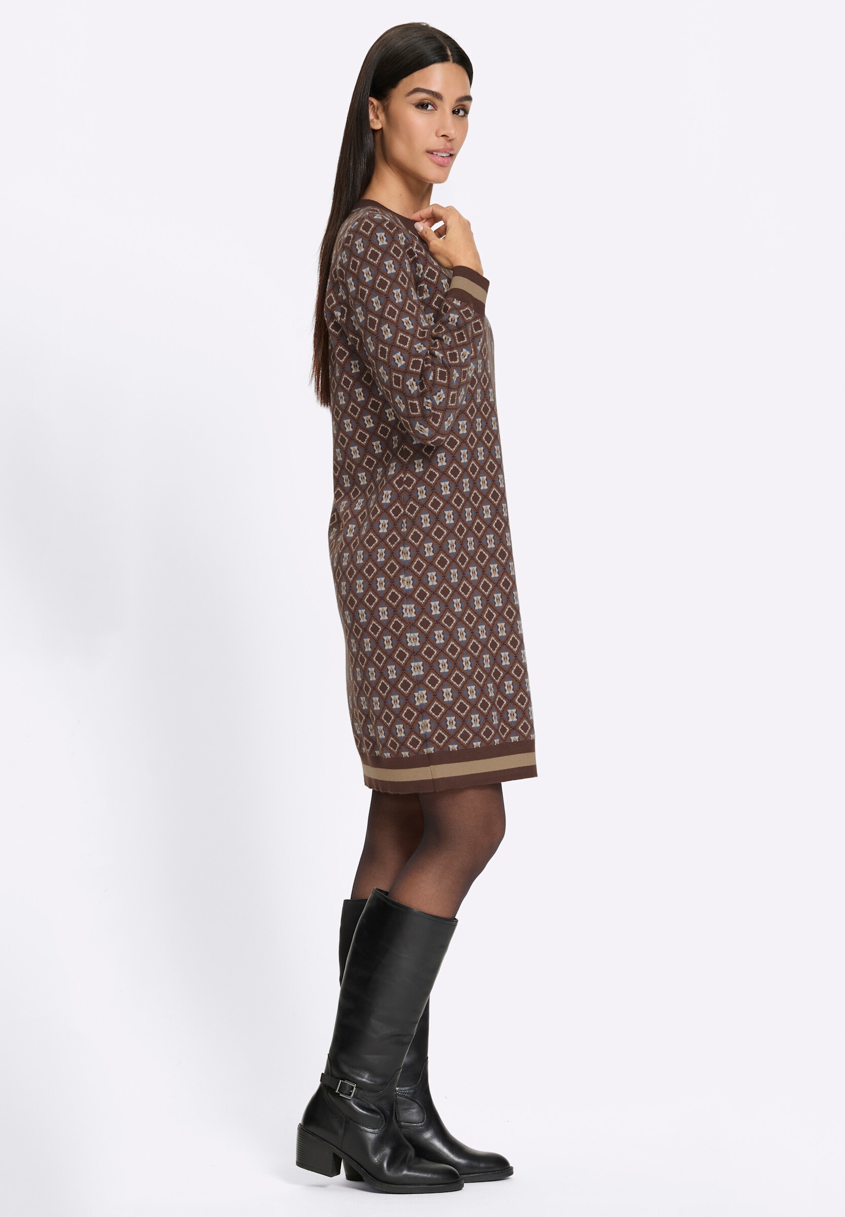 heine Strickkleid »Strickkleid Strickkleid mit Rauten-Dessin« Ohne Tasche