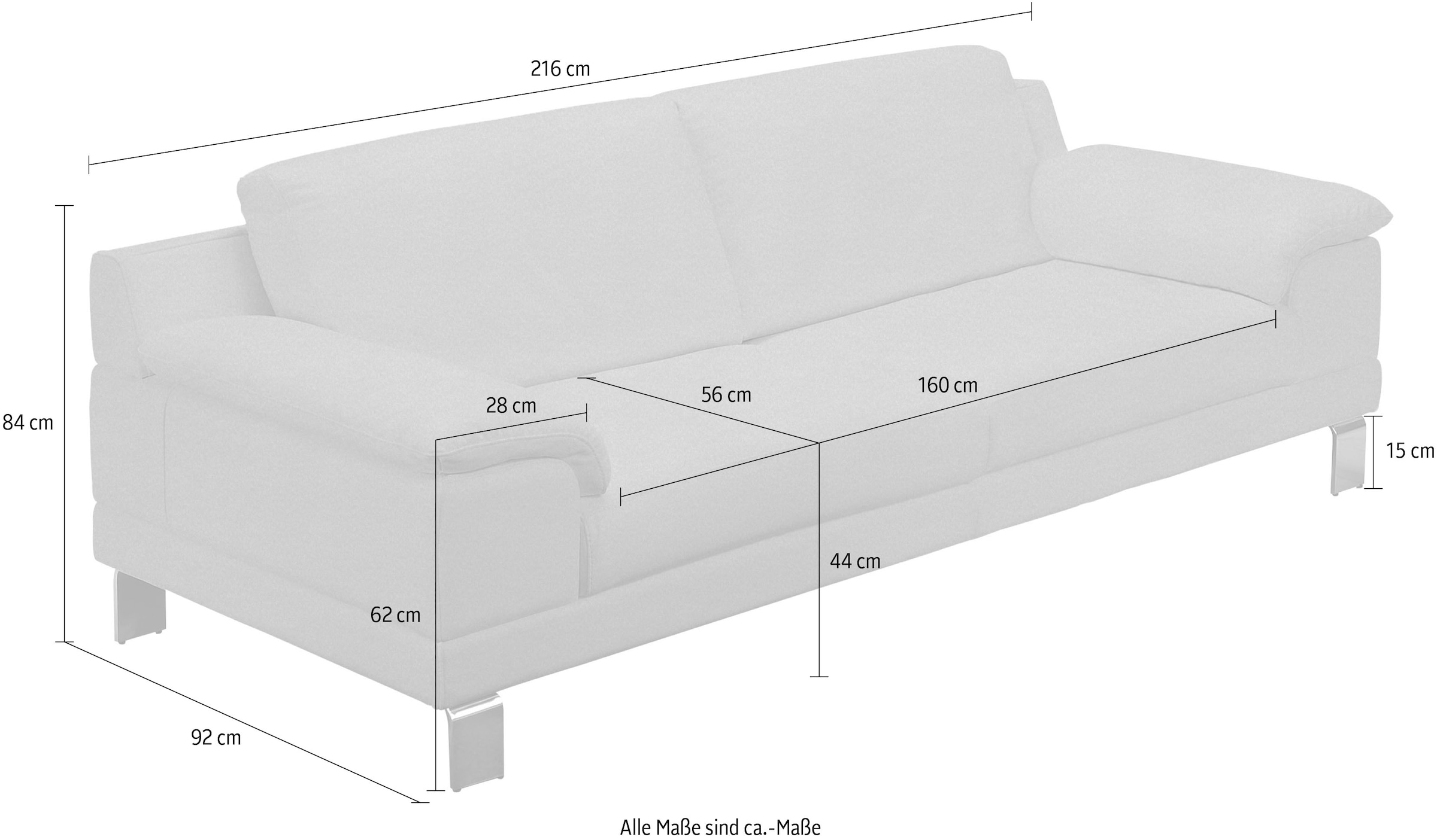 Egoitaliano 2,5-Sitzer »Shakira, Design und Sitzkomfort auf hohem Niveau, tolle Details« bequeme Armlehne und Rückenlehne