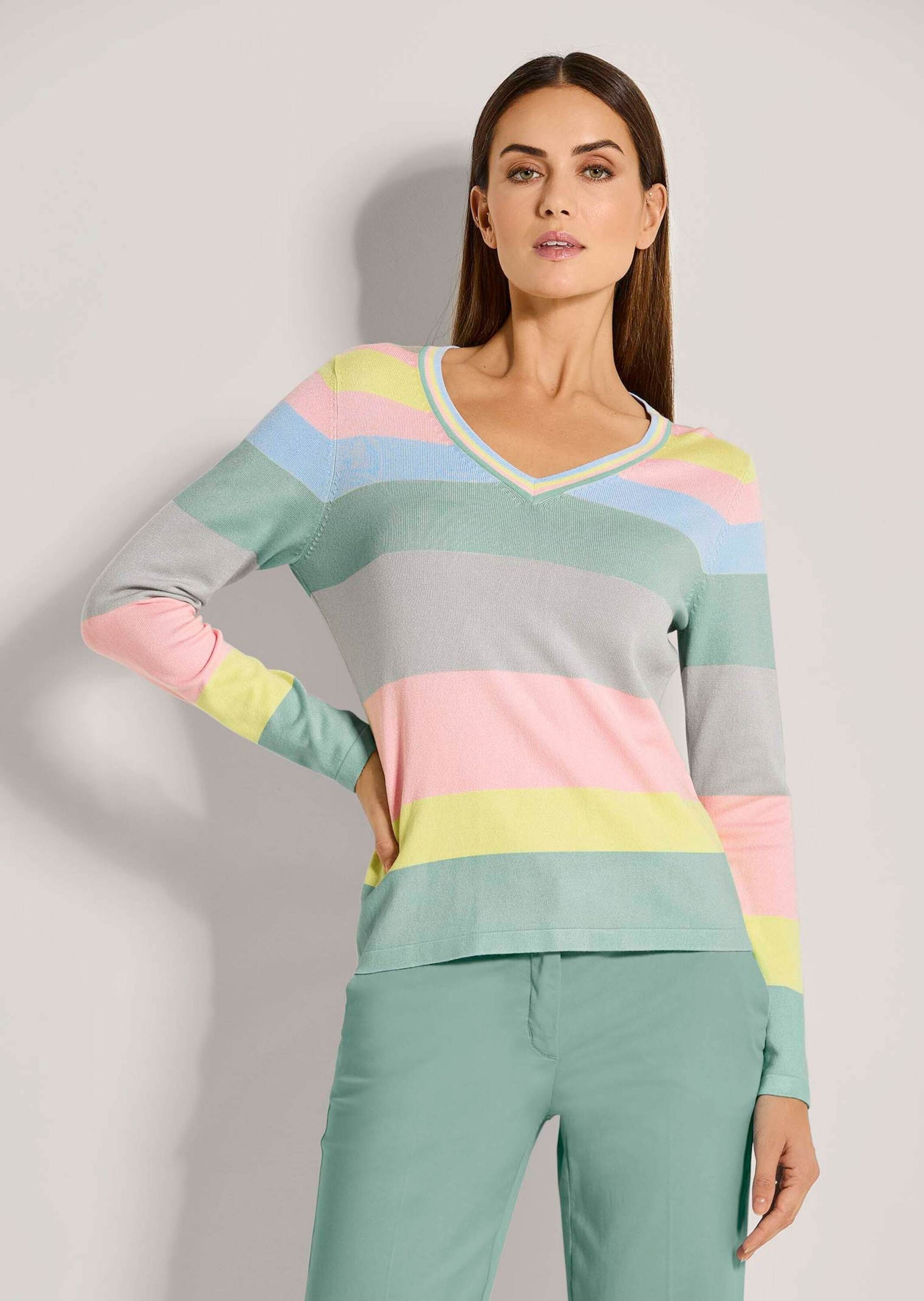 MADELEINE Longpullover »Pullover V-Pullover mit langen Ärmeln«