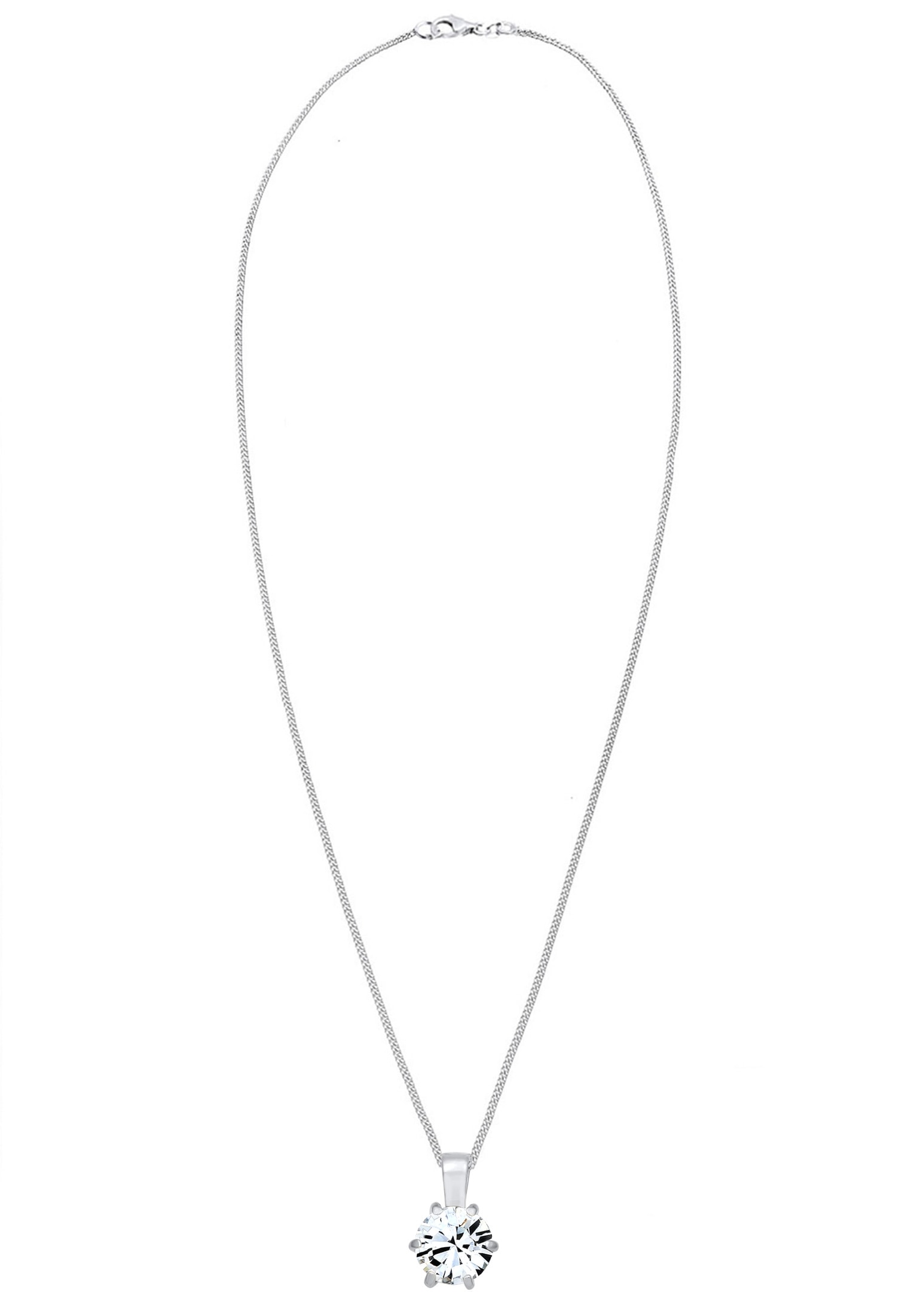 Elli Silberkette »Halskette Solitär Glas Kristalle Weiß 925 Sterling Silber«