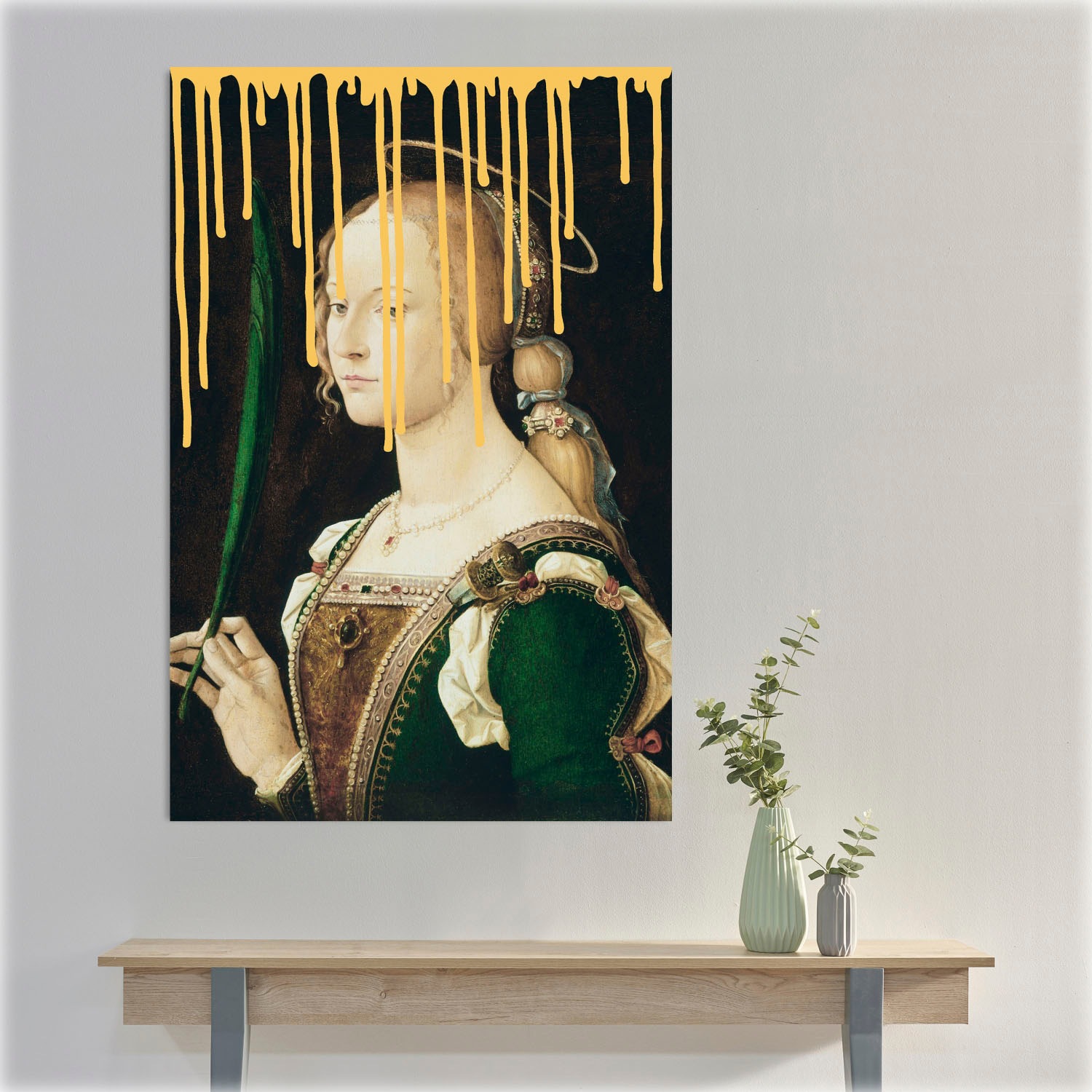 queence Acrylglasbild »Frau mit Farbklecks«, Kunst-Gemälde-Frau-Bilder von Frauen-Historische Persönlichkeiten-Formen, Fine Art-Print in Galeriequalität