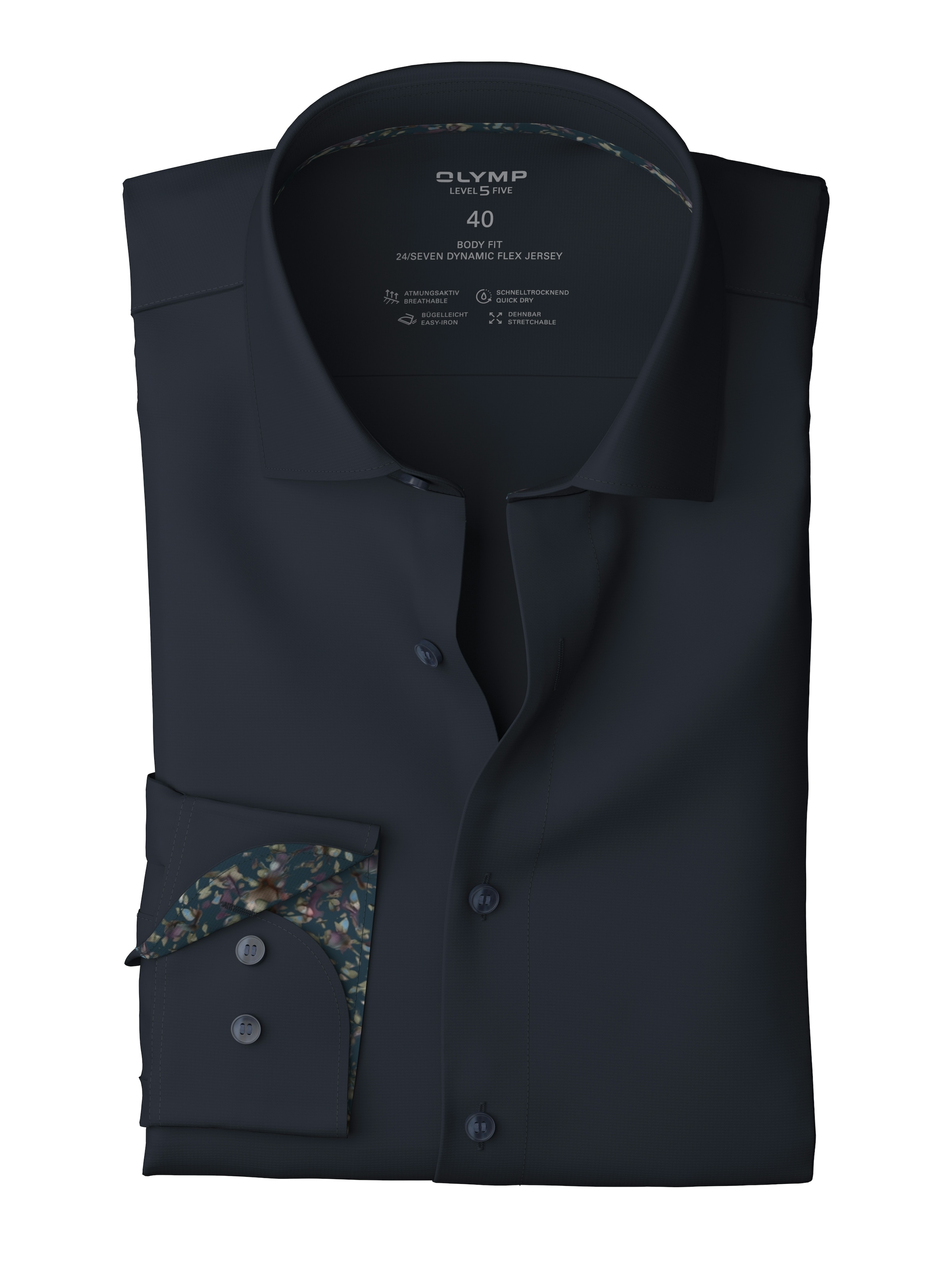 OLYMP Langarmhemd »Level Five 24/Seven« Businesshemd, body fit, New York Kentkragen, Jersey