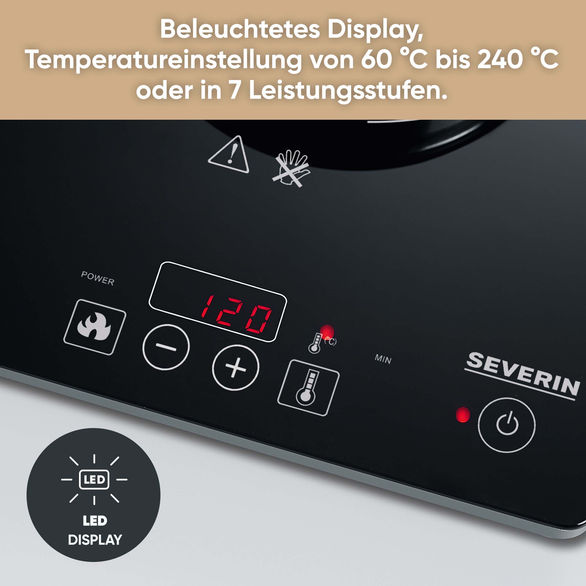 Severin Einzel-Induktionskochplatte »KP 1071« Timerfunktion, automatische Topferkennung, Glaskeramik