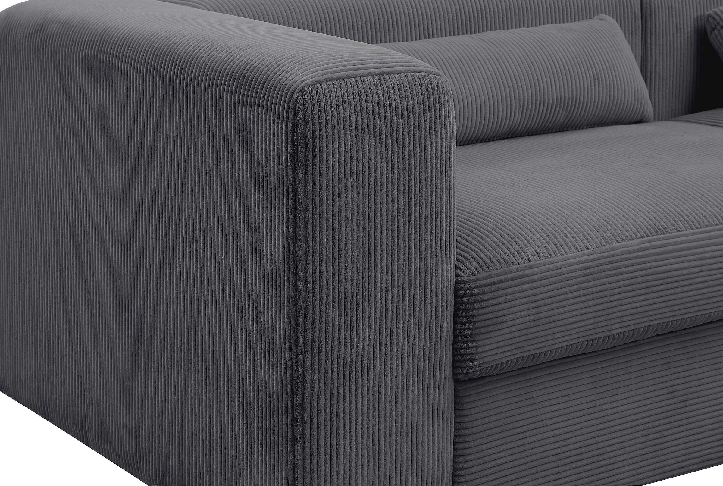 ATLANTIC home collection Ecksofa »Uno, L-Form, Breite: 307cm« beidseitig montierbarem Longchair,mit Taschenfederkern, in Cord