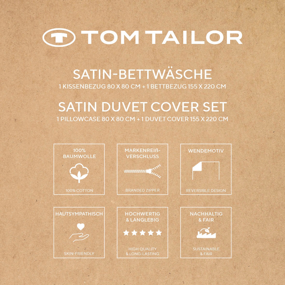 TOM TAILOR HOME Bettwäsche »CLASSIC SATIN STRIPES in Gr. 135x200cm oder 155x220cm« 2 Stk. new bedroom, farbige Paspel am Kissen