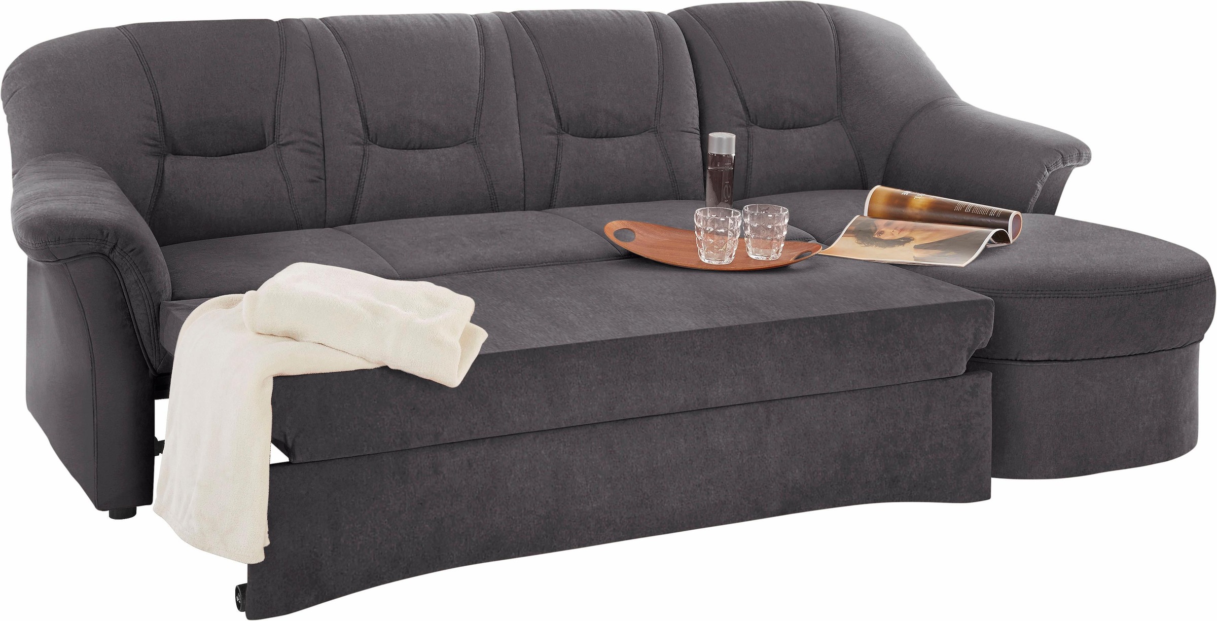 DOMO collection Ecksofa »Sarafina zeitlos und komfortabel, optional mit Federkern, L-Form«, wahlweise mit Bettfunktion