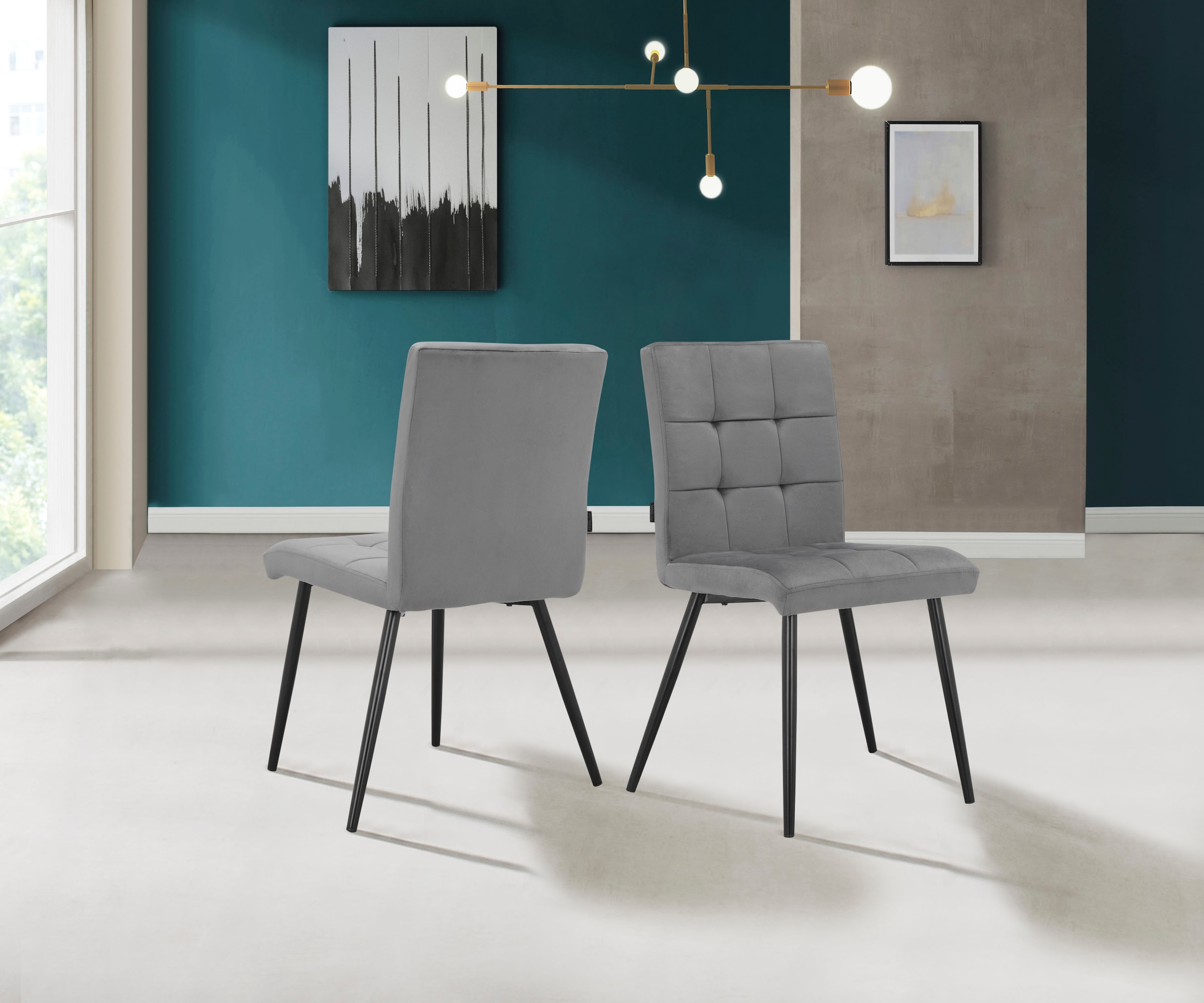 INOSIGN Esszimmerstuhl »Kerim«, 2 St., Veloursstoff, im 2er Set erhältlich, mit Sitz und Rücken gepolstert, Sitzhöhe 48 cm