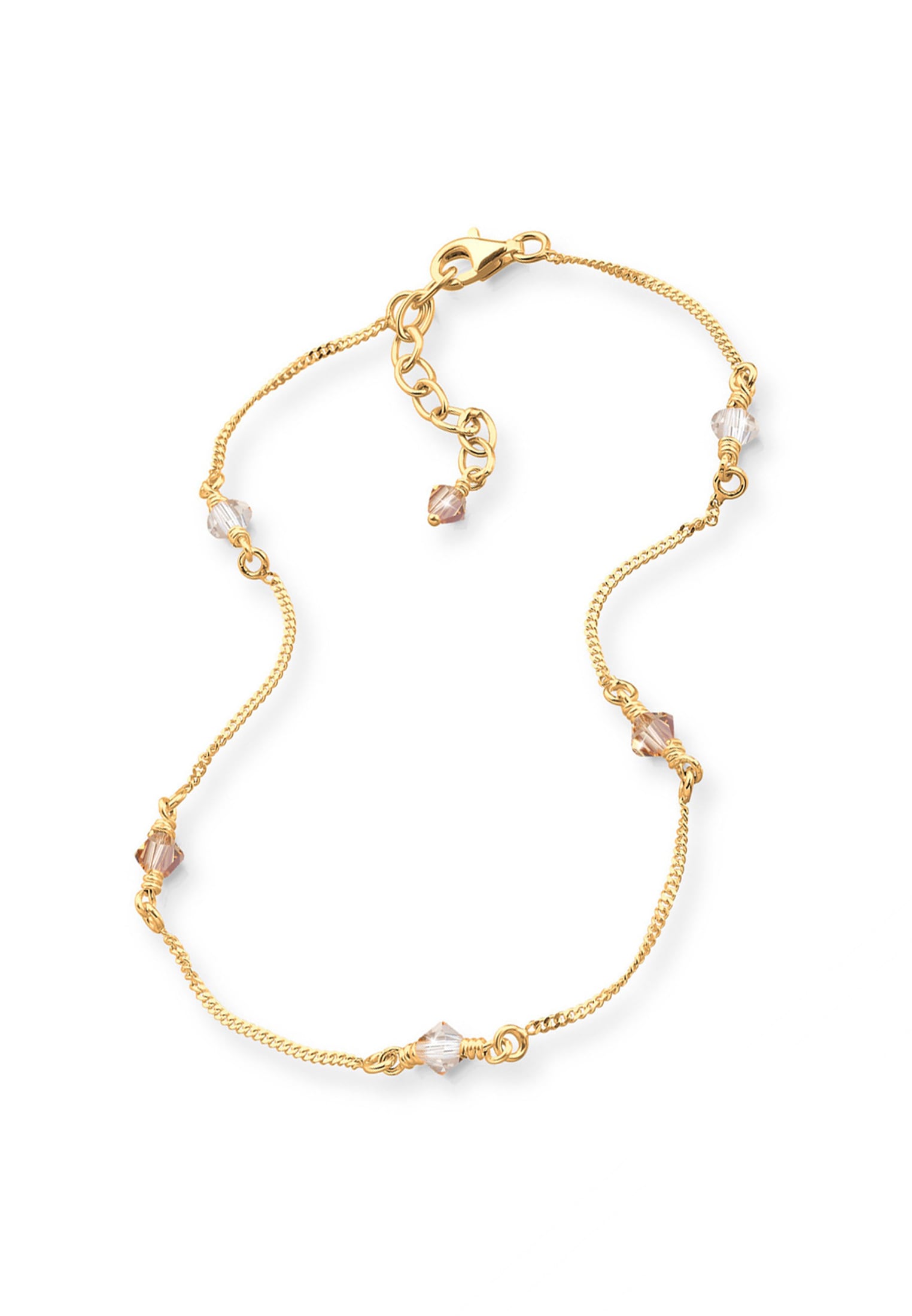 Elli Fußkette »Fußschmuck Basic Strand Bead Kristalle 925 Silber«