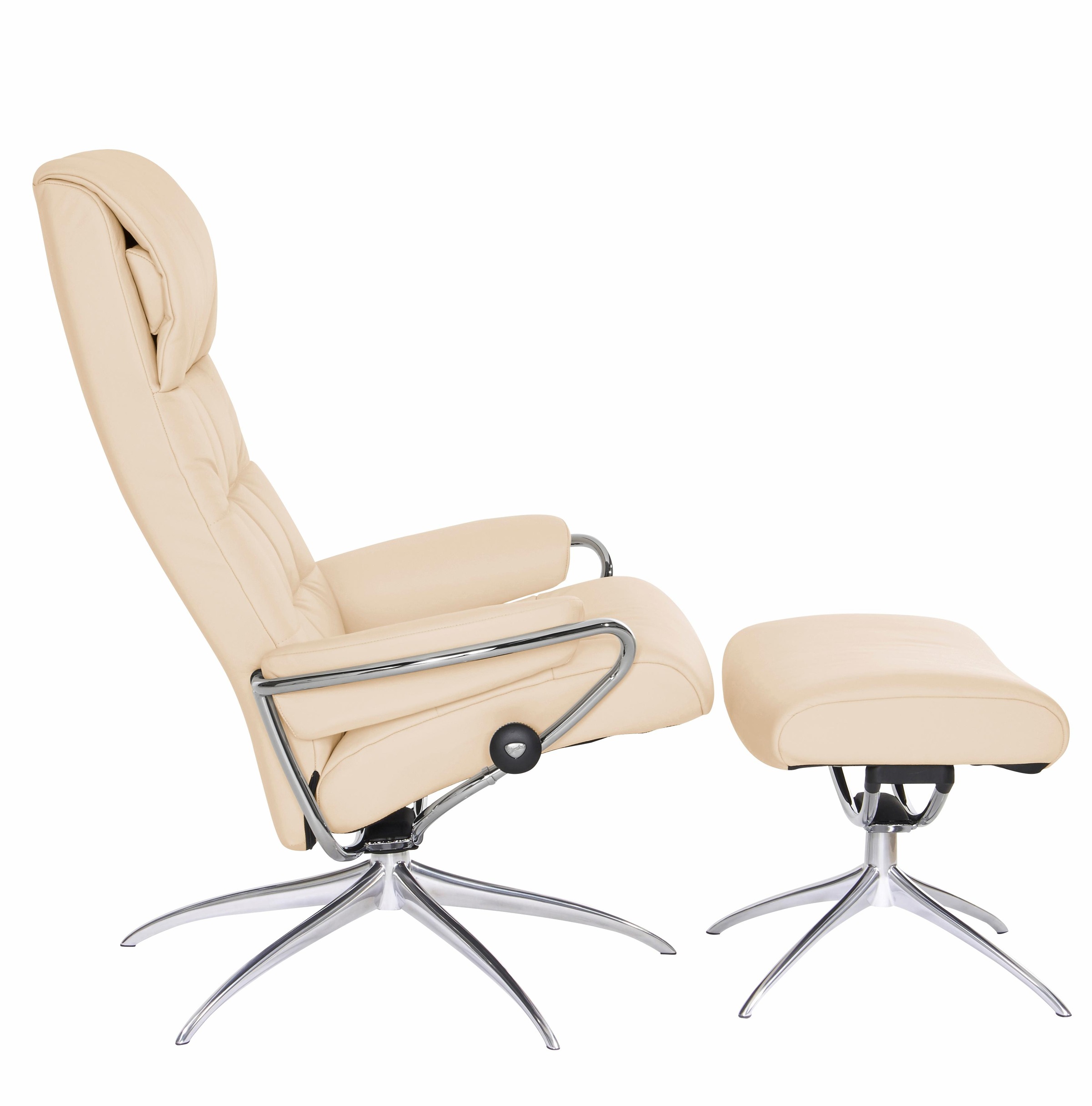 Stressless® Relaxsessel »London« Set, Relaxsessel mit Hocker,  mit Hocker, High Back, mit Star Base, Gestell Chrom