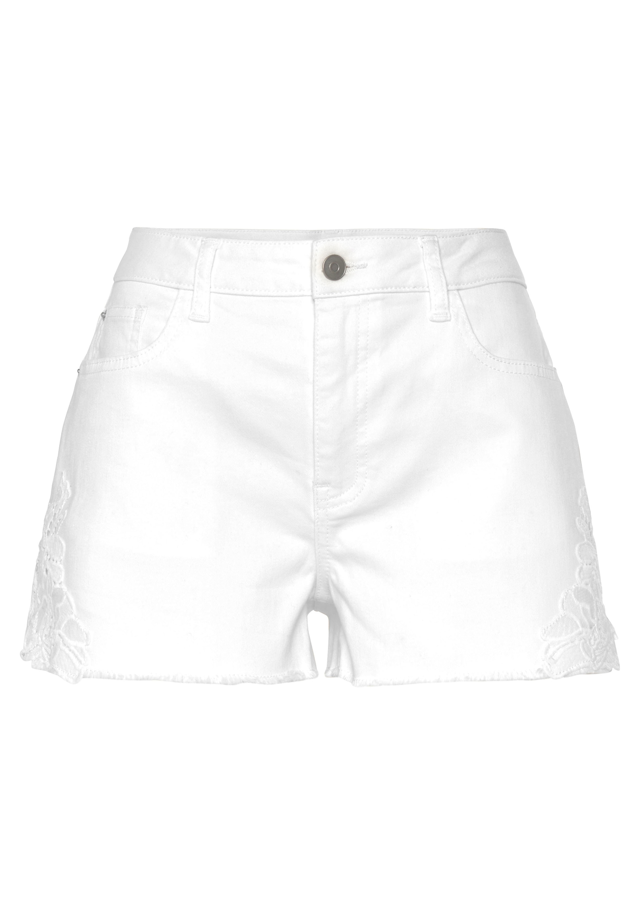 Vivance Jeansshorts, mit Spitzendetail, kurze Hose, Sommerhose, modisch