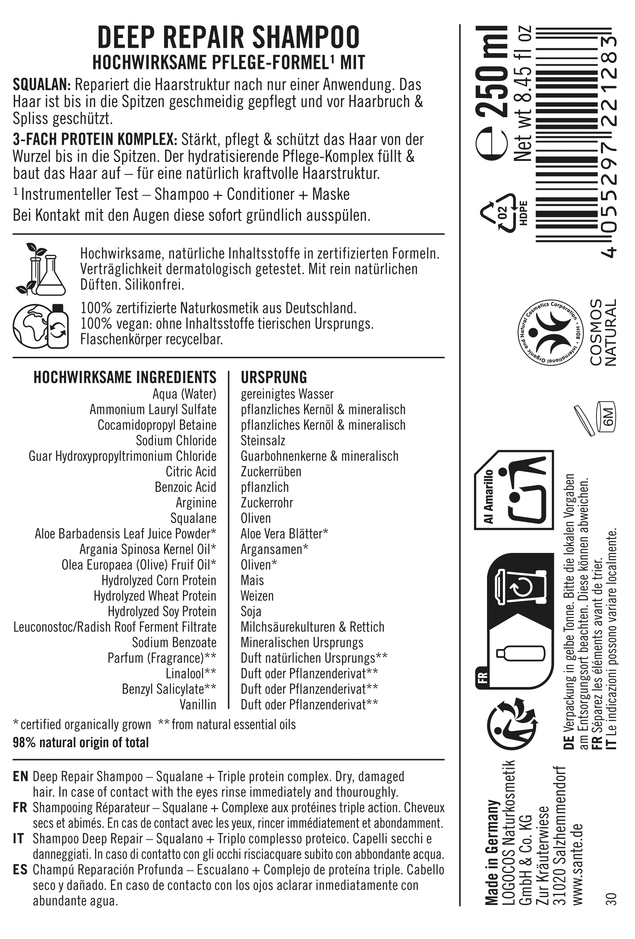 SANTE Haarshampoo Haarshampoo, silikonfrei, für die tägliche Haarpflege