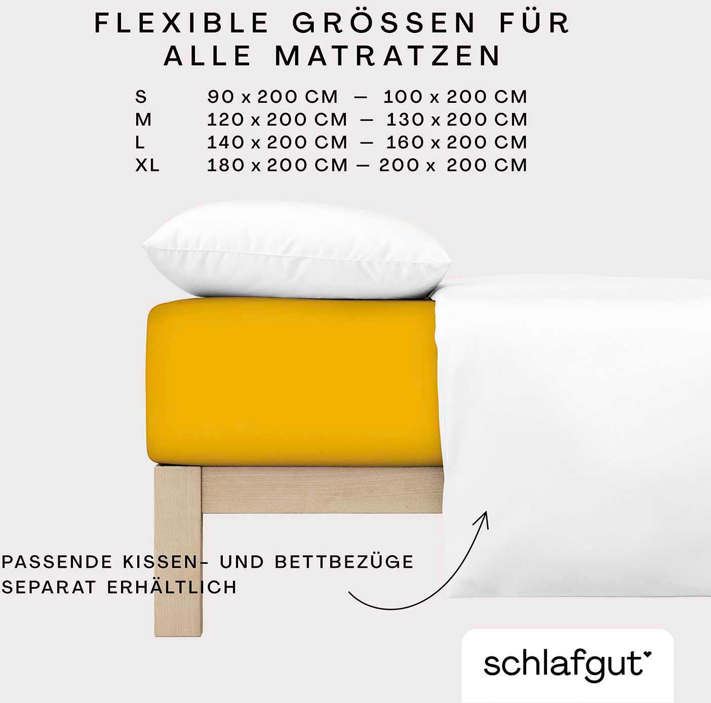 Schlafgut Spannbettlaken »CASUAL u.a. in Gr. 90x200, 140x200 oder 180x200 cm, 100% Bio-Baumwolle«, Bettlaken für Matratzen bis 25 cm Höhe, zuverlässig, langlebig, weich