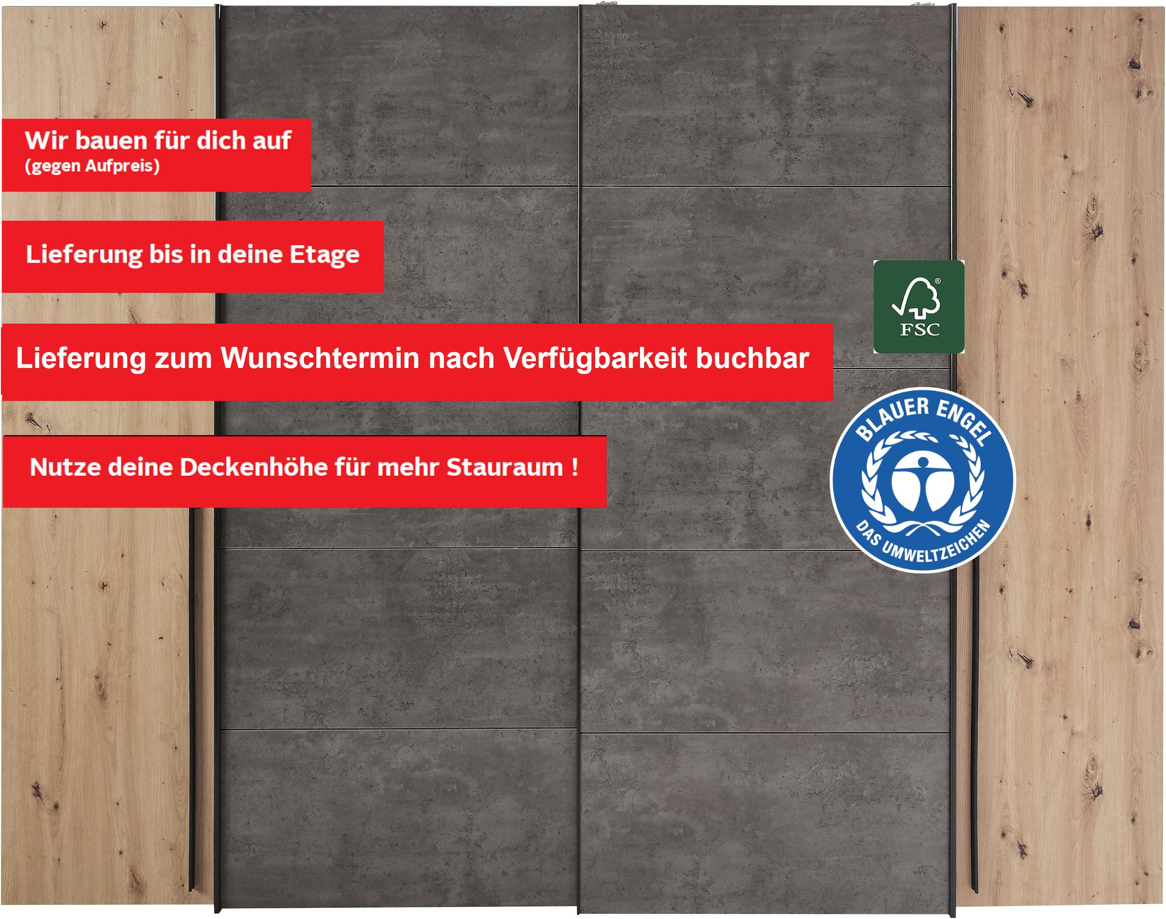 FORTE Dreh-/Schwebetürenschrank »Narago, TOPSELLER zum TOP Preis! In verschiedenen Farben«, (Farbe Weiß auch mit Spiegeln erhältlich), mit zahlreichen Einlegeböden, viel Stauraum, Made in Europe