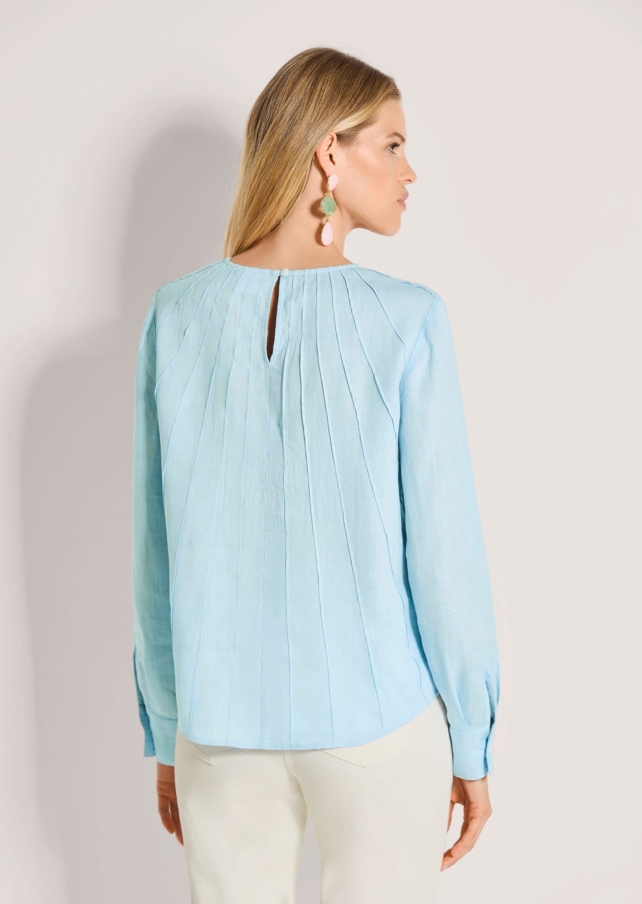 MADELEINE Langarmbluse »Leinenbluse Blusenshirt mit feinen Biesen« Feine Biesen