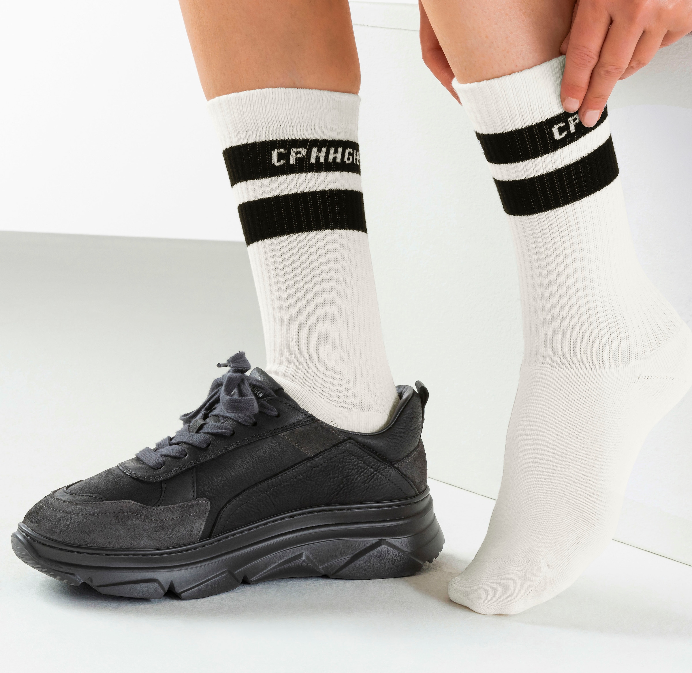Copenhagen Studios Tennissocken, (Packung, 3 Paar), mit Streifendesign und Vollfrottee