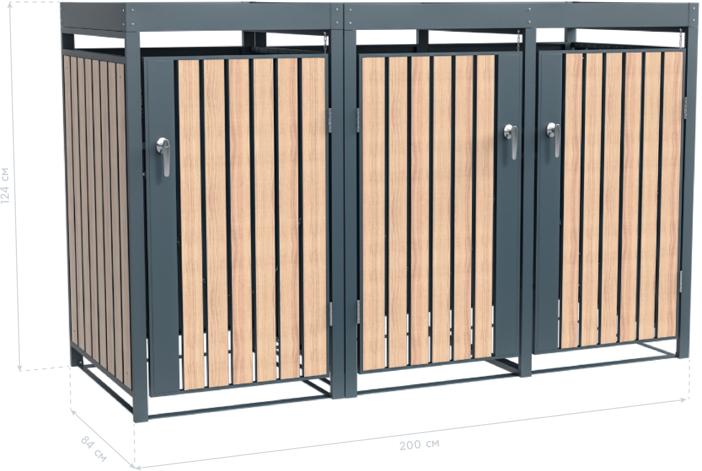 WESTMANN Mülltonnenbox »Planta« Platz für 3 Mülltonnen je 240 L, BxHxT: 200x84x124,5 cm