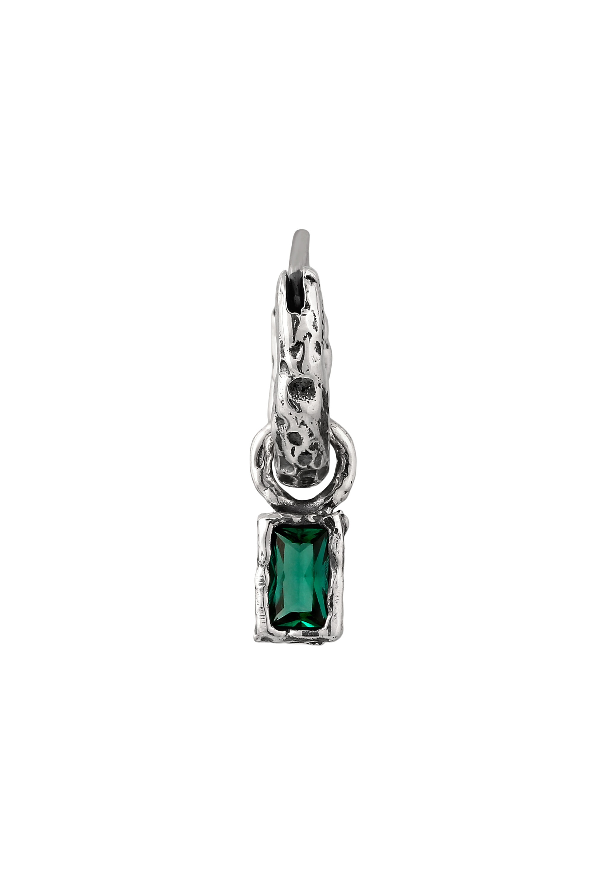 HAZE & GLORY Paar Creolen »Ohrringe Creole Synthetischer Smaragd Synthetik Grün 925 Sterling Silber«