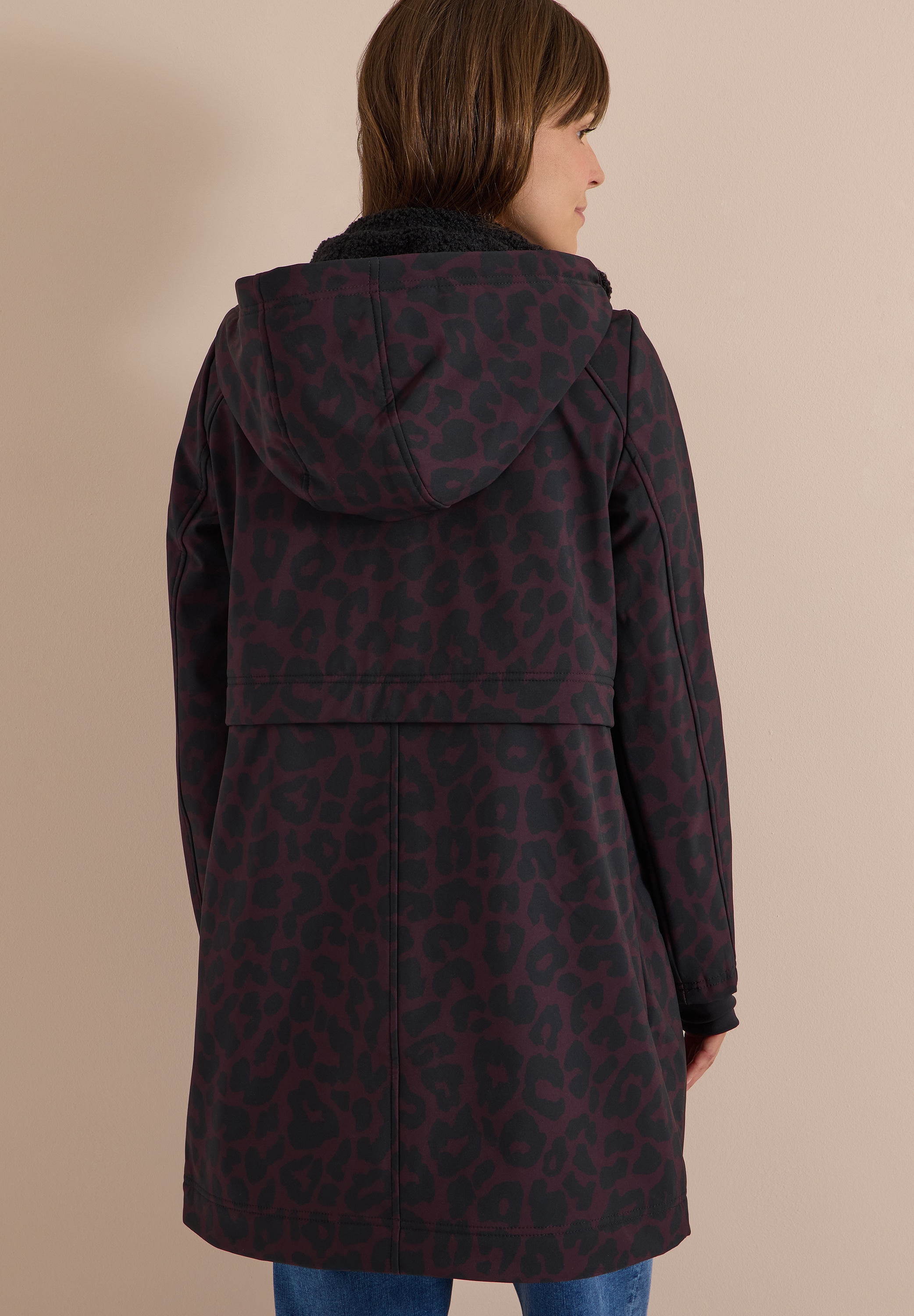Cecil Softshellmantel mit Kapuze, Animal Print, wasserabweisende Qualität