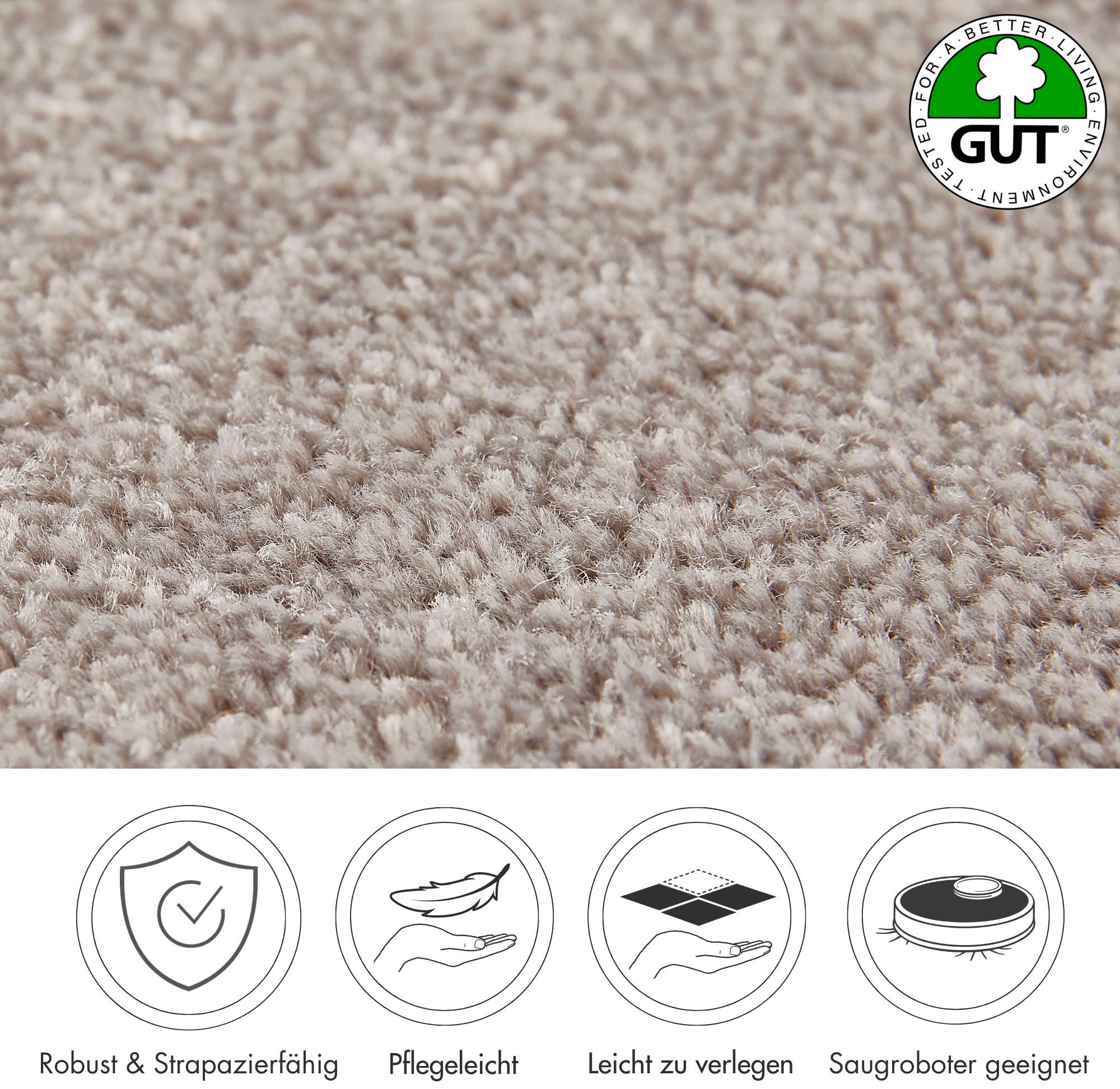 Andiamo Teppichboden »Ines, Kräuselvelours, Made in Netherlands«, rechteckig, 8,5 mm Höhe, Uni Farben, Breite 400 cm, strapazierfähig & pflegeleicht