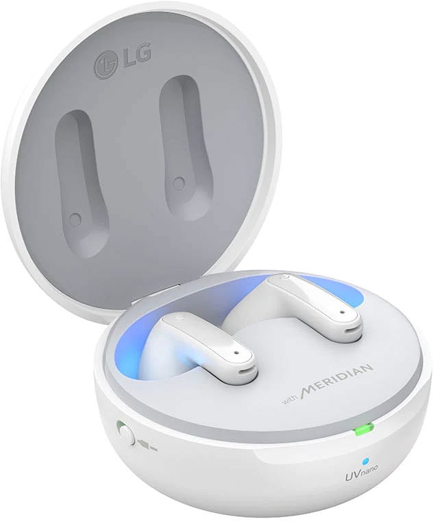 LG In-Ear-Kopfhörer »TONE Free DFP9«, Bluetooth-Wireless, Active UNIVERSAL Cancellation Noise online Noise (ENC) Cancelling (ANC)-Sprachsteuerung-UV-Reinigung-LED bei Ladestandsanzeige-Rauschunterdrückung-Echo