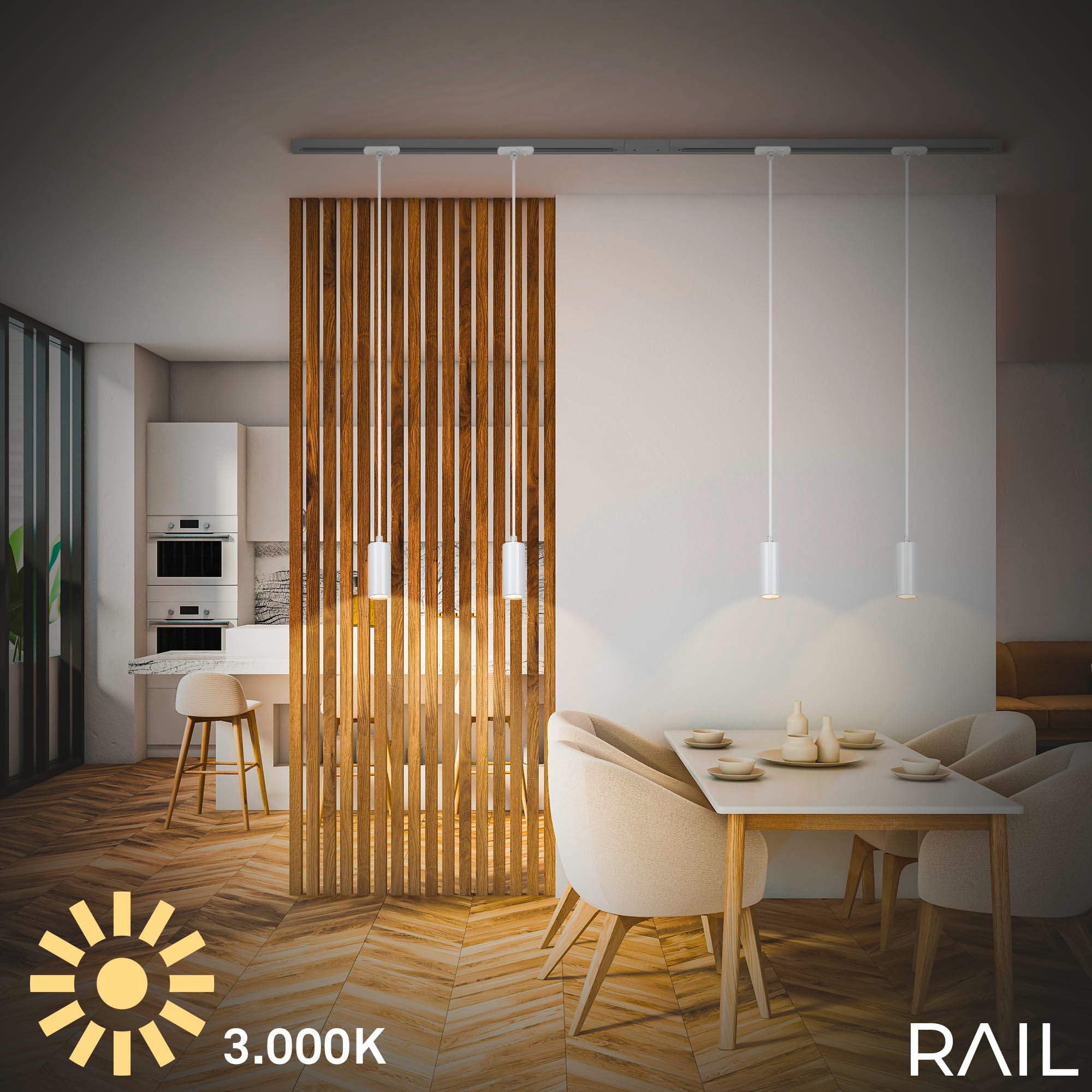 Briloner Leuchten Schienensystem-Leuchten »RAIL« LED-Board 1 Stk. LED Pendelleuchte 80x1500mm Weiß 5,5W Schienensystem Rail Küche