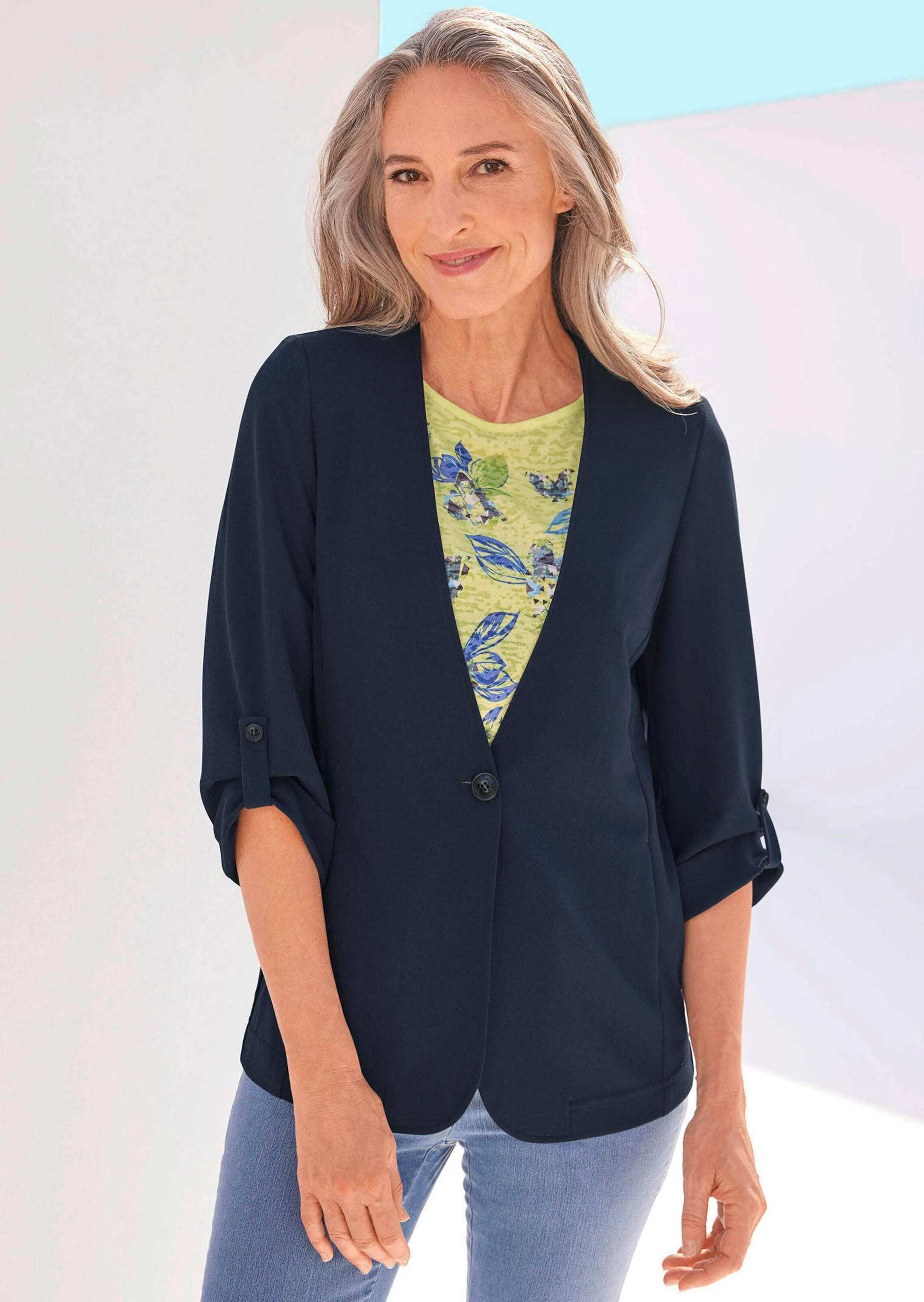 GOLDNER Jackenblazer »Kurzgröße Blazer mit Cardiganausschnitt«