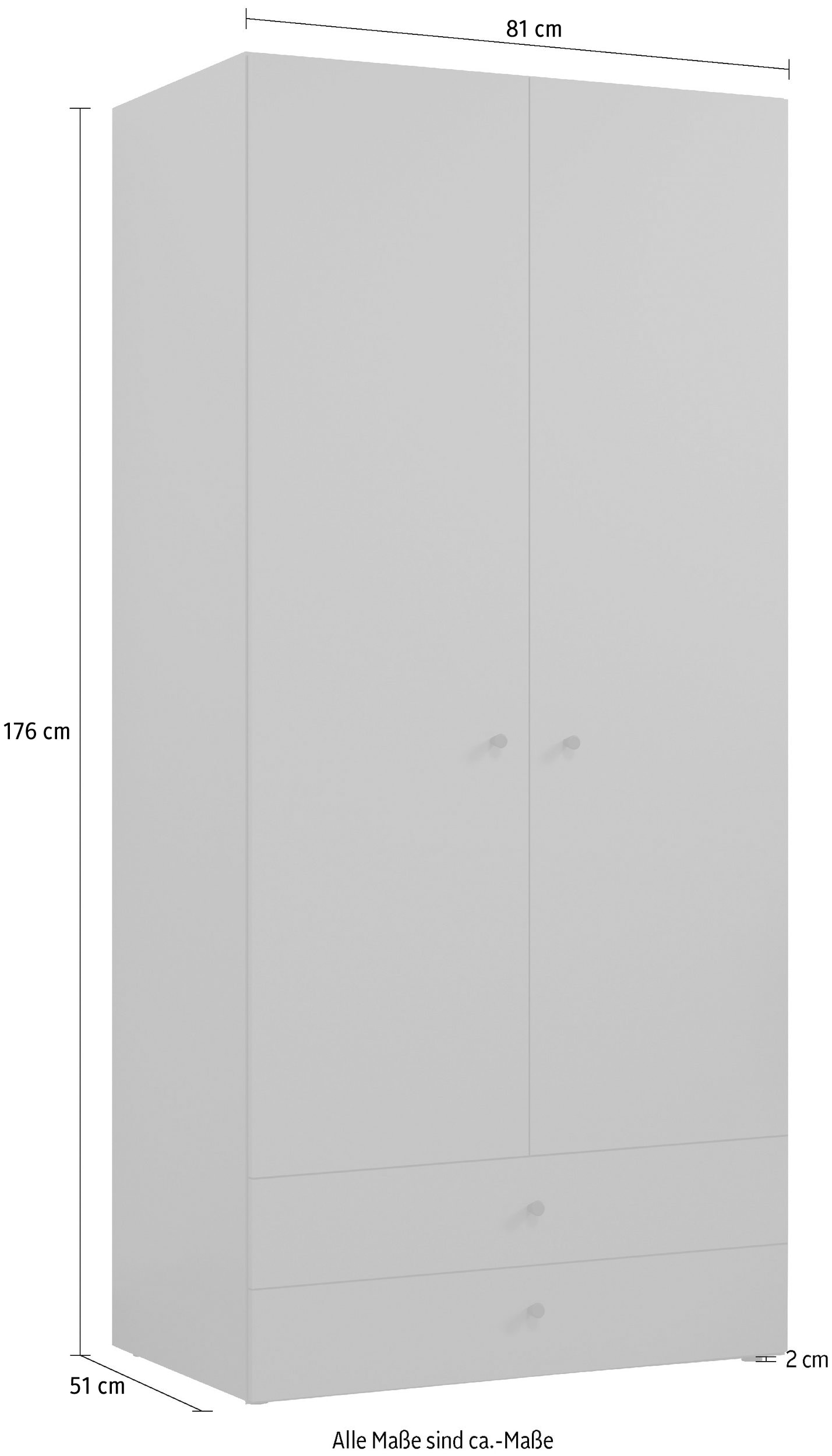 INOSIGN Kleiderschrank »Jersey Schlafzimmerschrank Garderobe Schrank« Drehtürenschrank mit modernen Griffen Otto´s Choice, 1 Stk. tlg. Drehtürenschrank mit 2 Schubladen - (B/T/H) 85/52/176 cm