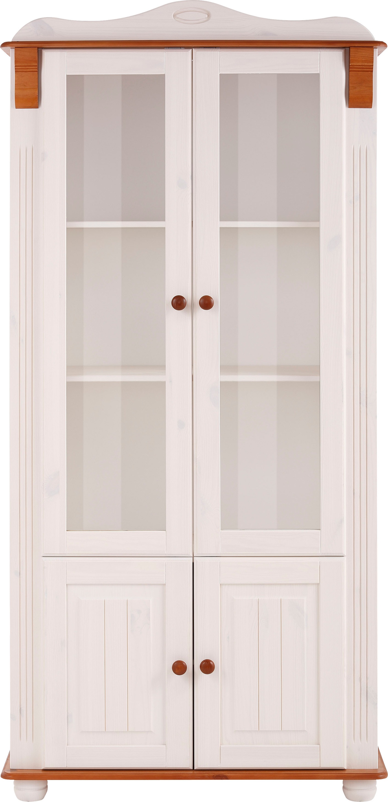 Home affaire Vitrine »Adele«, 4-türig, Höhe 185 cm, mit Glaseinsätzen, aus massiver Kiefer, FSC®