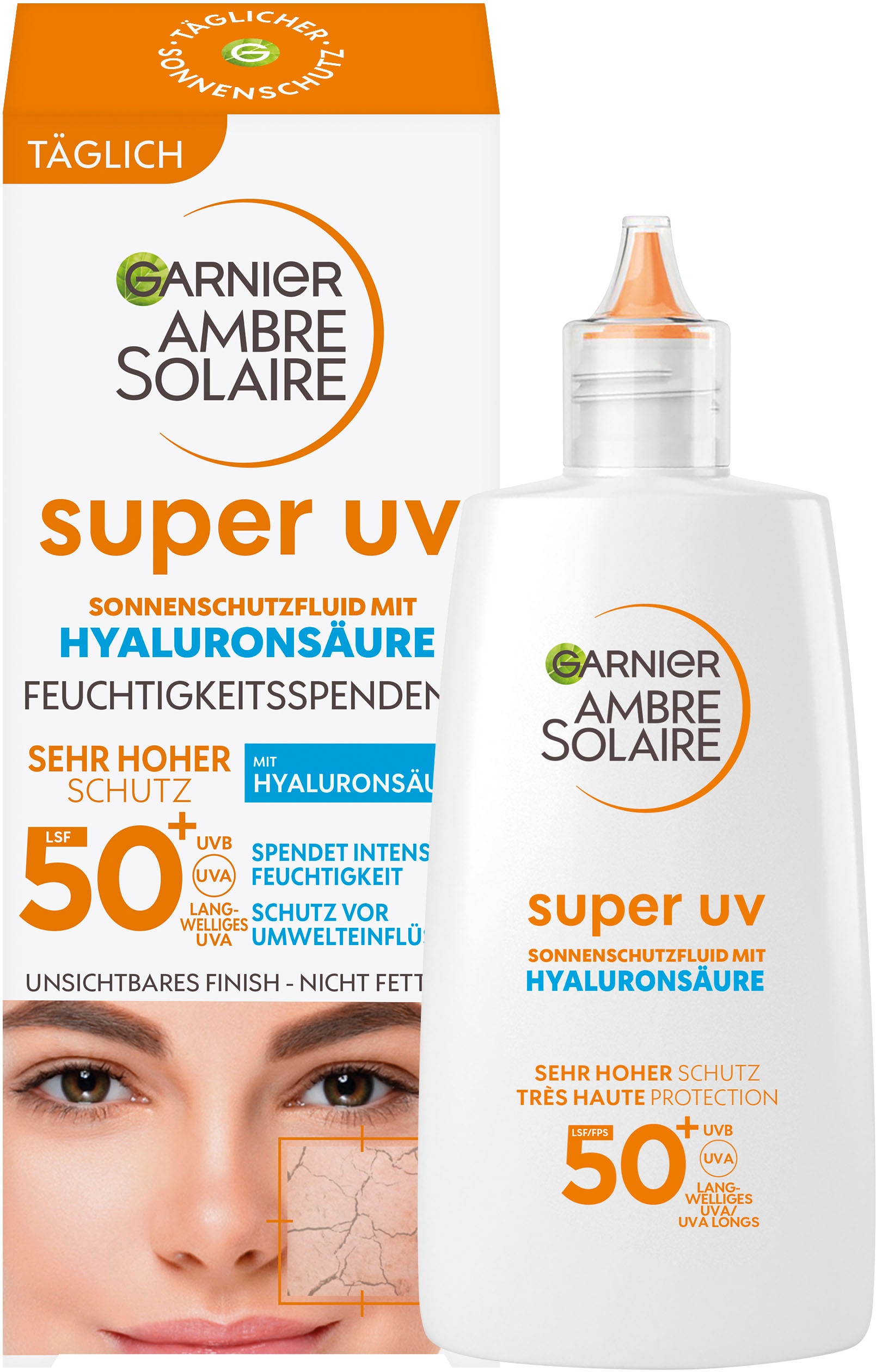 GARNIER Sonnenschutzfluid »Ambre Solaire Sensitive expert+«, mit Hyaluronsäure LSF 50