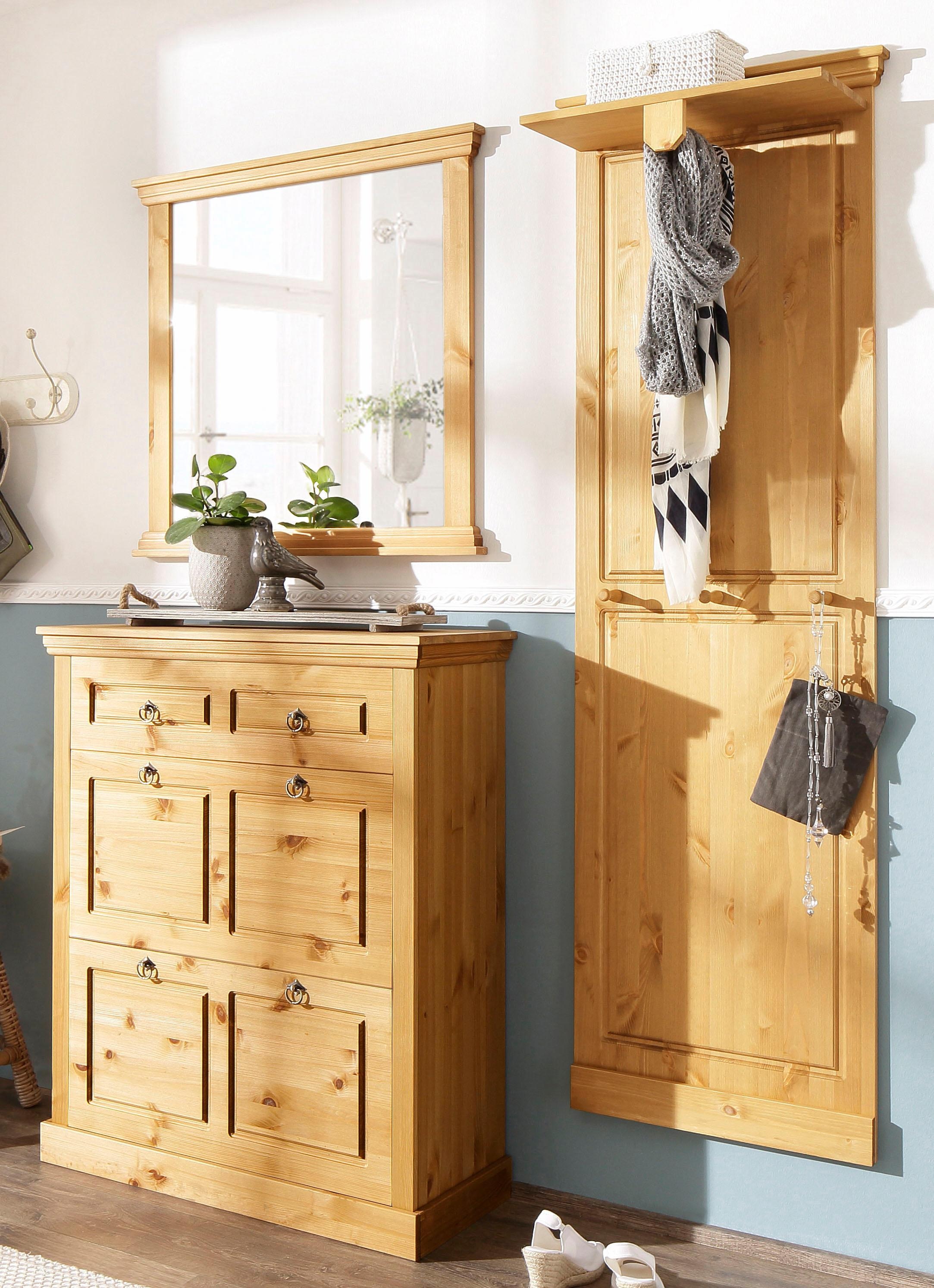 OTTO home Schuhschrank »Basilico« aus massiver Kiefer, FSC®, Breite 90 cm, mit Schublade, Kassettenoptik