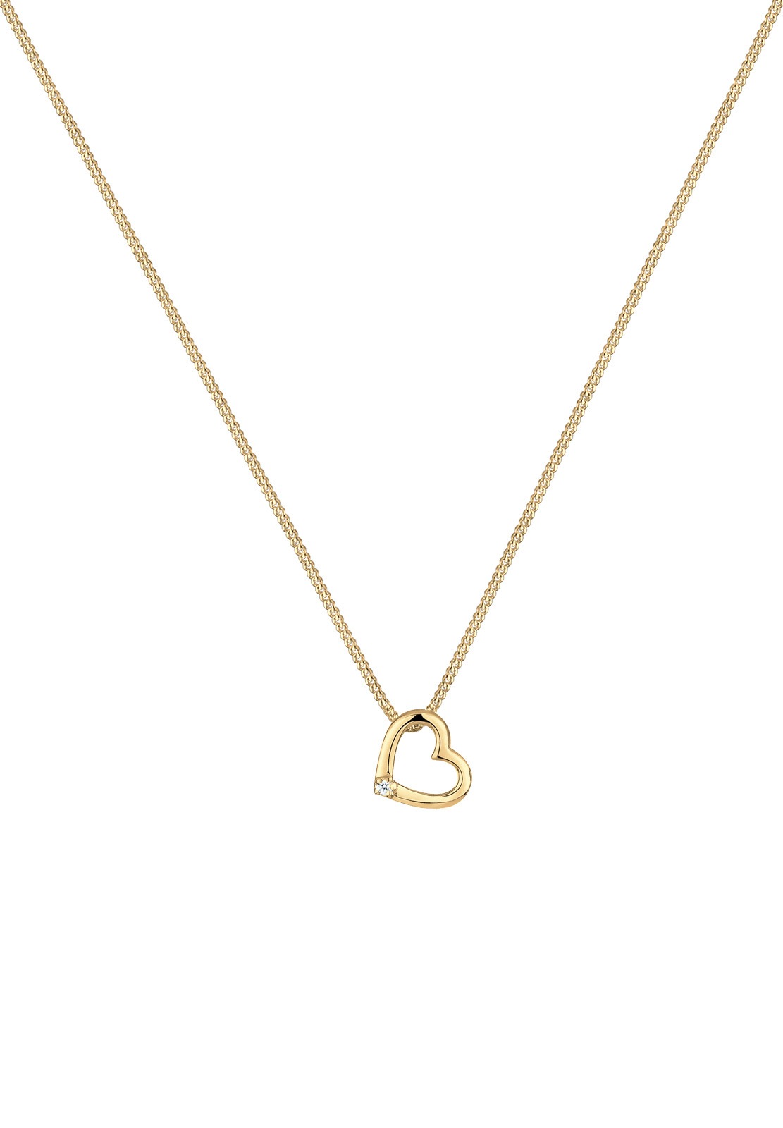 Elli DIAMONDS Silberkette »Halskette Herz Diamant Weiß Brillantschliff (0.015 ct) 925 Sterling Silber«