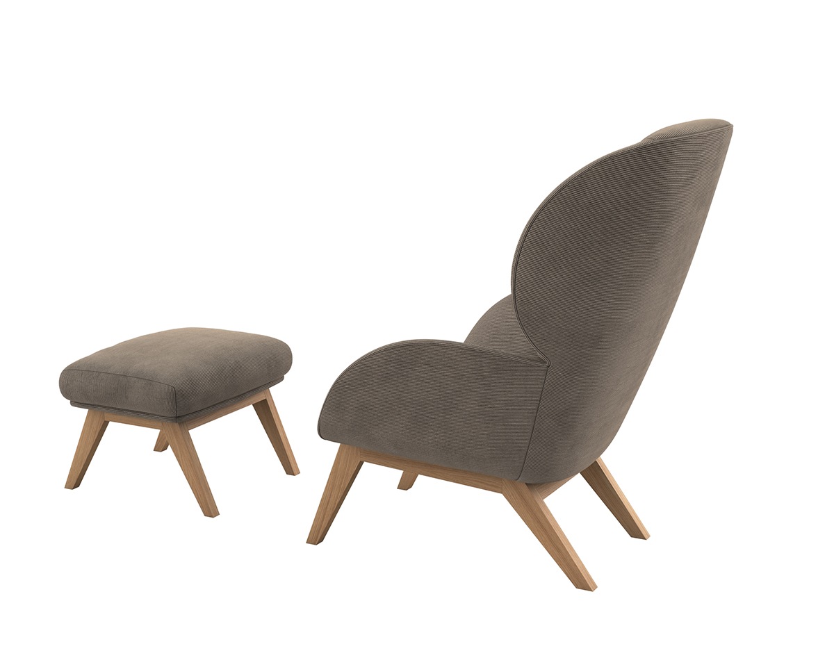 FLEXLUX Ohrensessel »Adria« Stil & Komfort, organische Form, Fuß Eiche