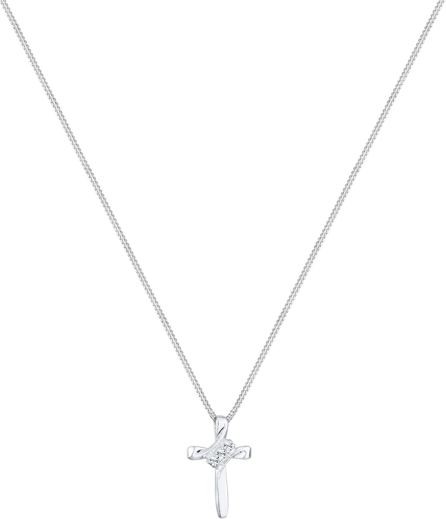 Elli Kette mit Anhänger »Kreuz Schmuck Geschenk, 0112292713«, mit Glasstein