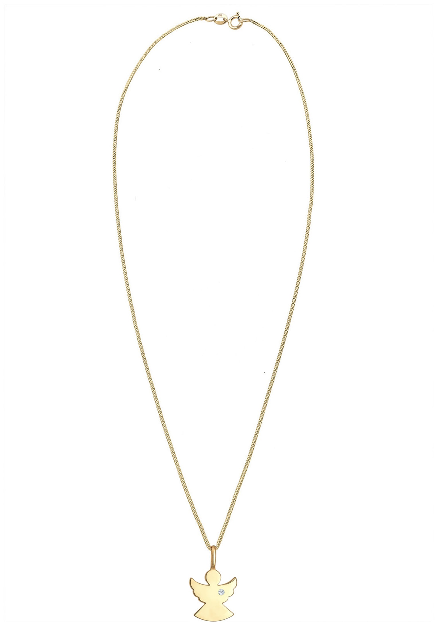 Elli DIAMONDS Silberkette »Halskette Engel Schutz Diamant (0.015 ct.) 585 Gelbgold«