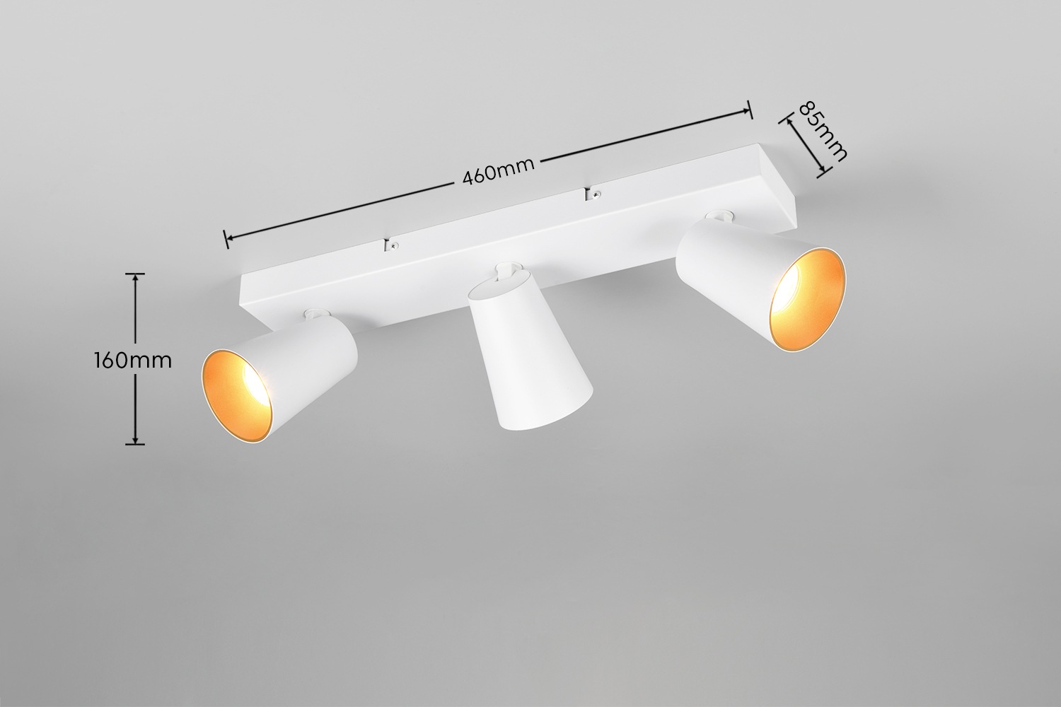TRIO Leuchten Deckenstrahler »SHARP, Spot mehrflammig exkl GU10 max 10W schwenkbar & drehbar« GU10 1 Stk. warmweiß - kaltweiß Schirm innen gold, Strahler für Wandmontage + Deckenmontage