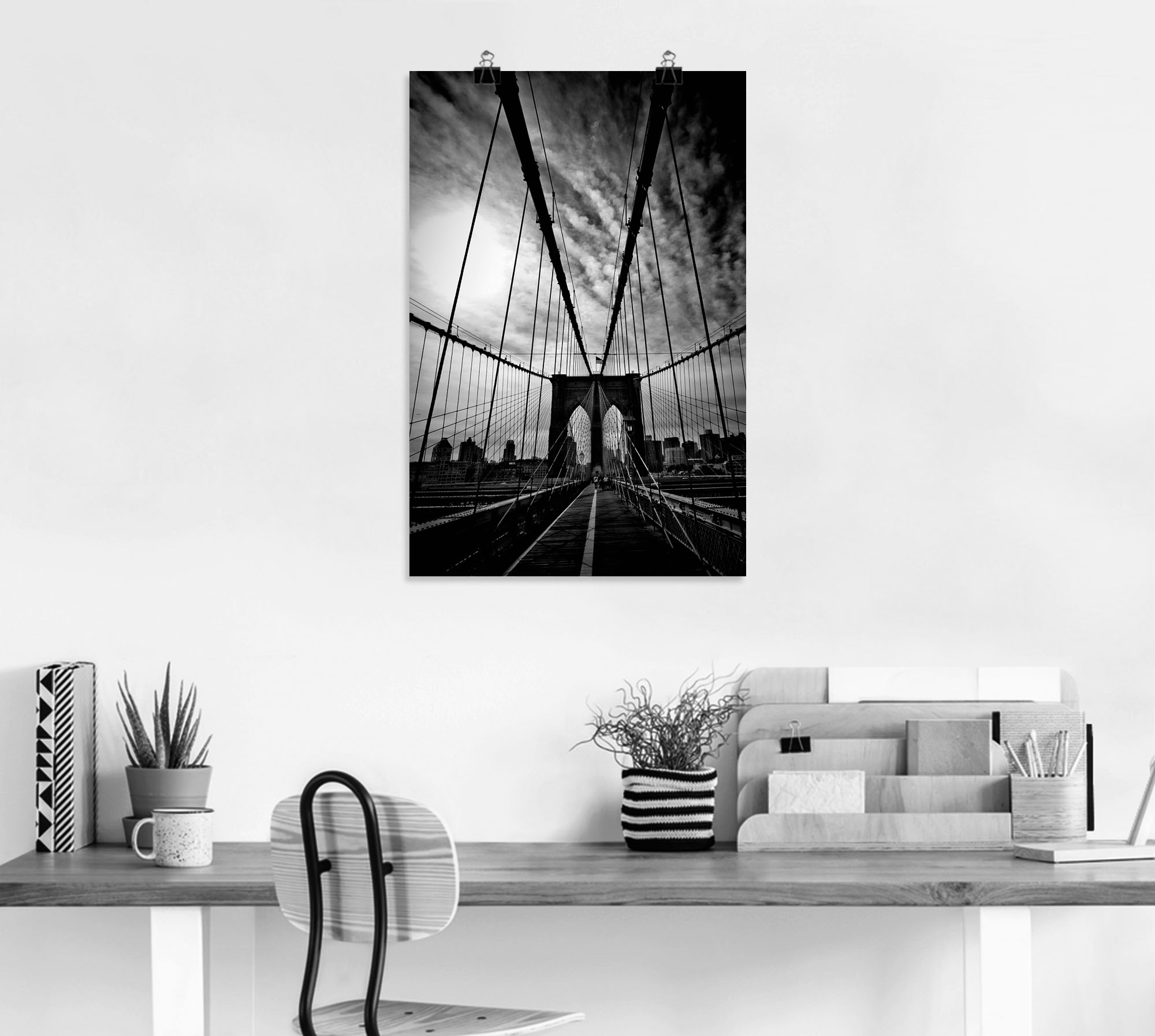 Artland Poster »New York City Mächtige Brooklyn Bridge«, Amerika, (1 St.), als Alubild, Leinwandbild, Wandaufkleber oder Poster in versch. Größen