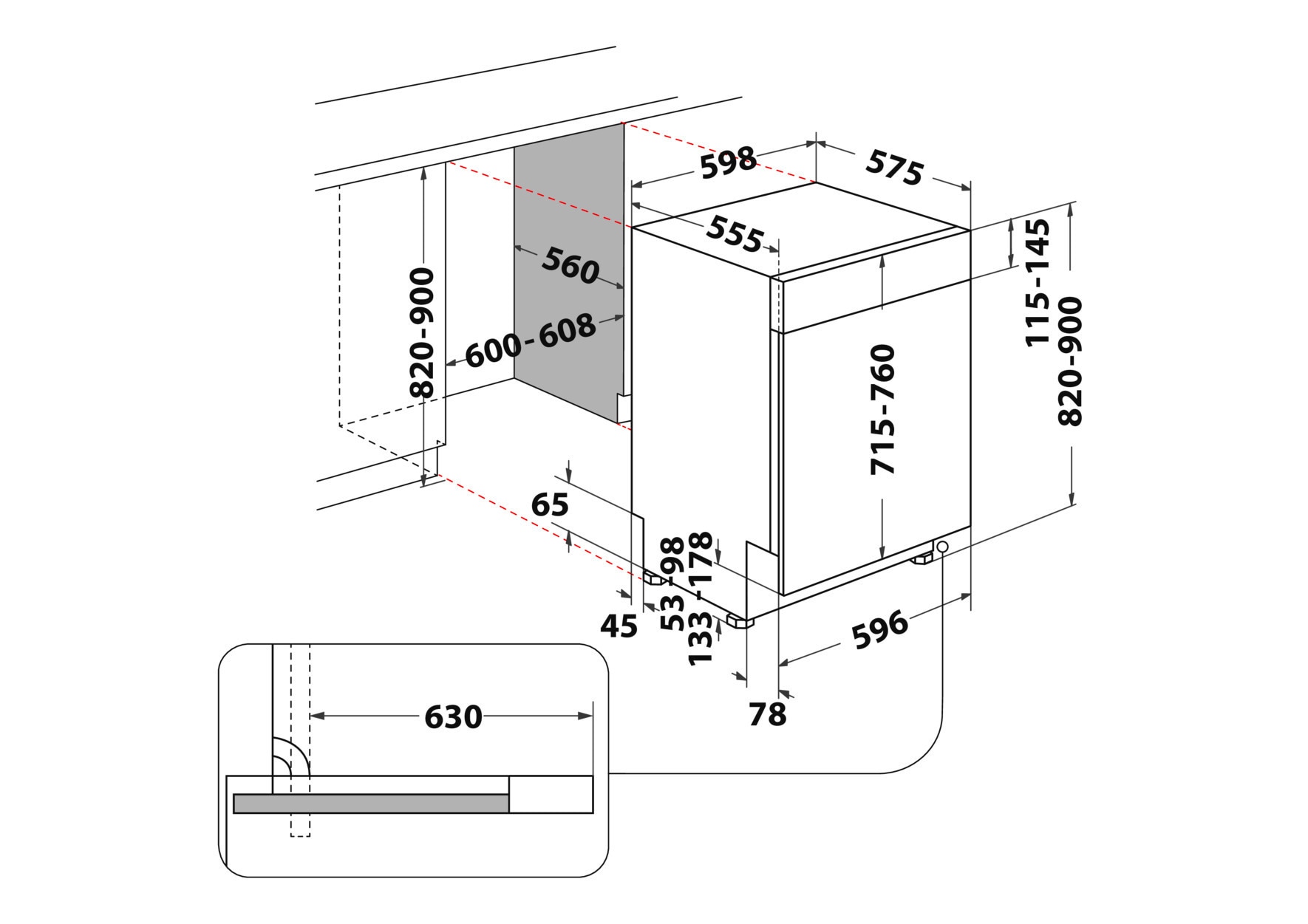 BAUKNECHT teilintegrierbarer Geschirrspüler »BKSV1 PBM« 15 tlg. Maßgedecke