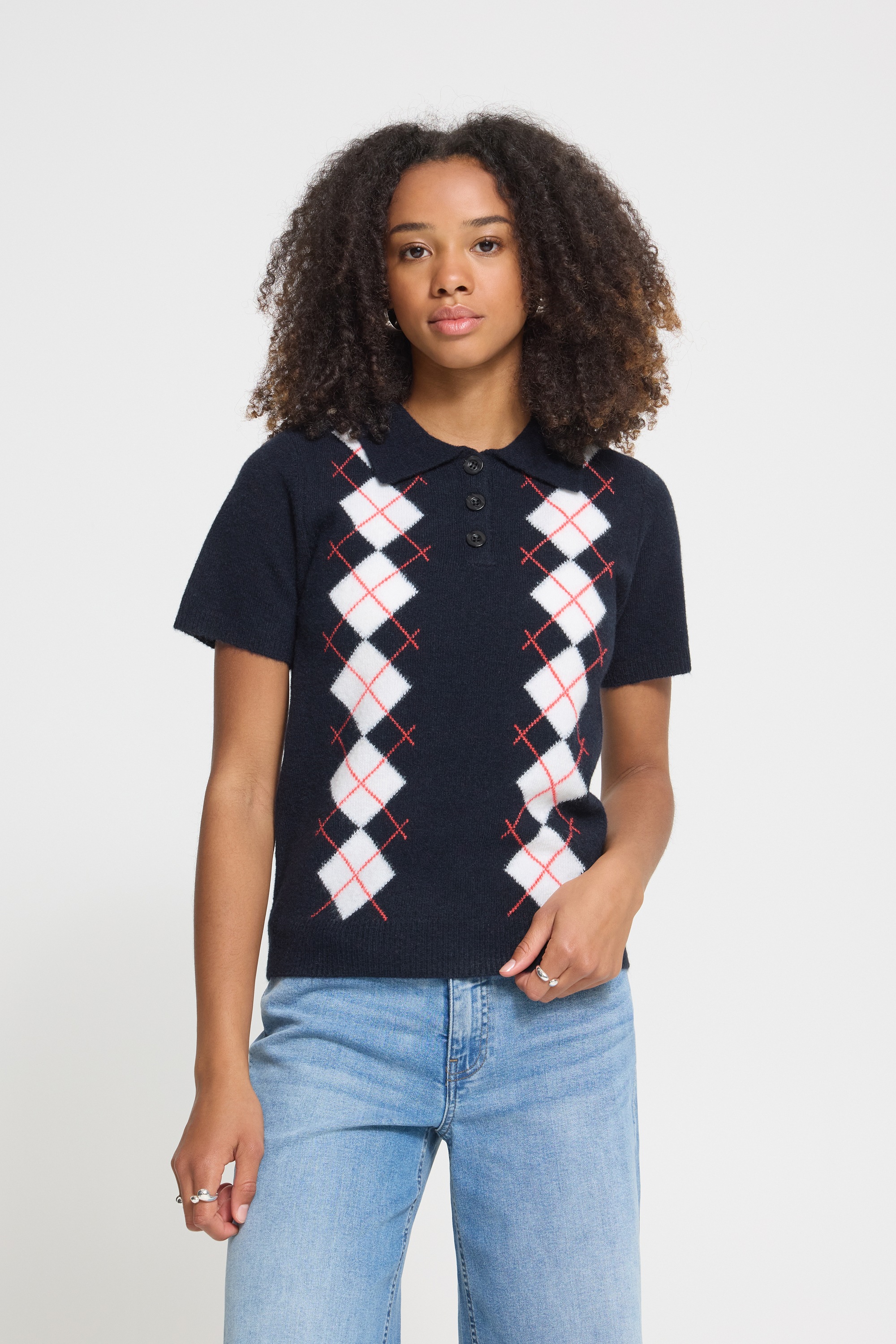 Ichi Kurzarmpullover »Damen Kurzarm-Bluse IHDASILA«