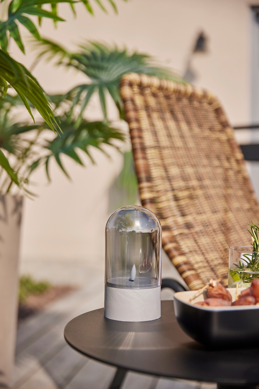 Brilliant LED Tischleuchte »Illusion mit Batterie (exkl.)« LED-Modul 2 Stk. LED-Kerzen Tischleuchten 2er-Set, 16x8 cm, Rauchglas, 2500 K, grau