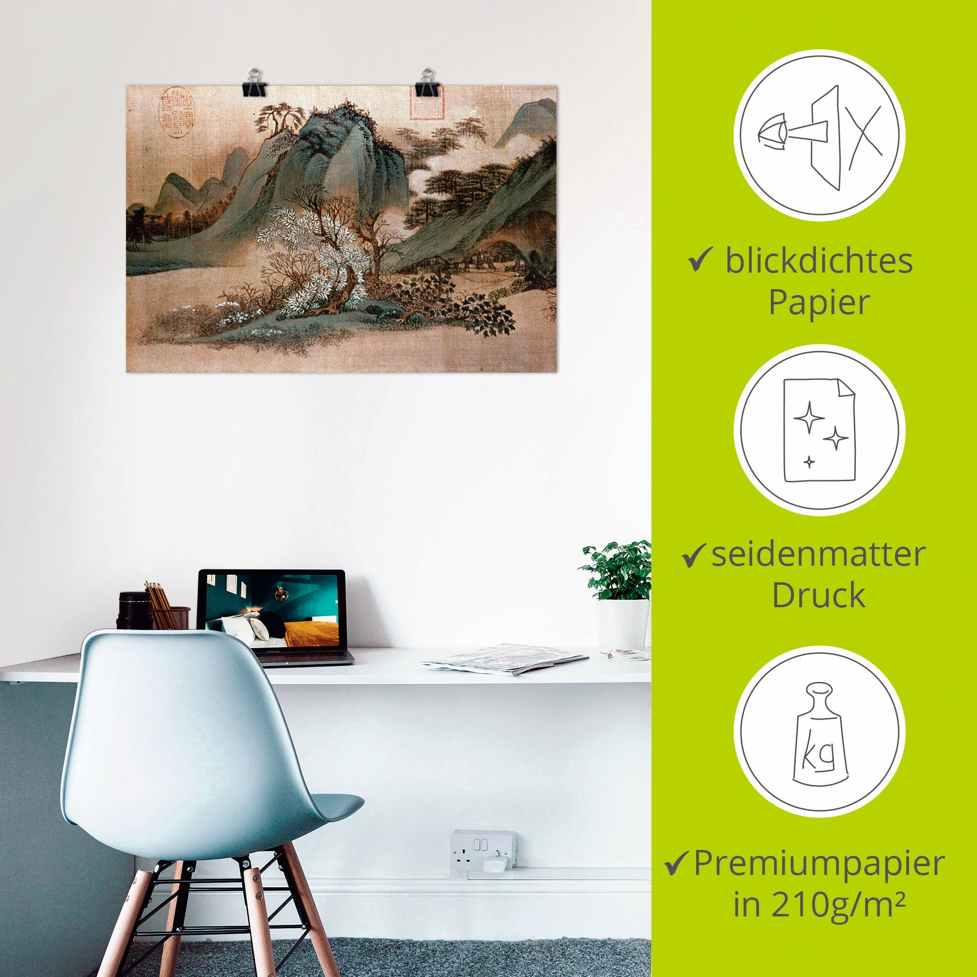 Artland Wandbild »Weiße Wolken und grüne Berge« Asien 1 Stk. tlg. als Leinwandbild, Poster in verschied. Größen