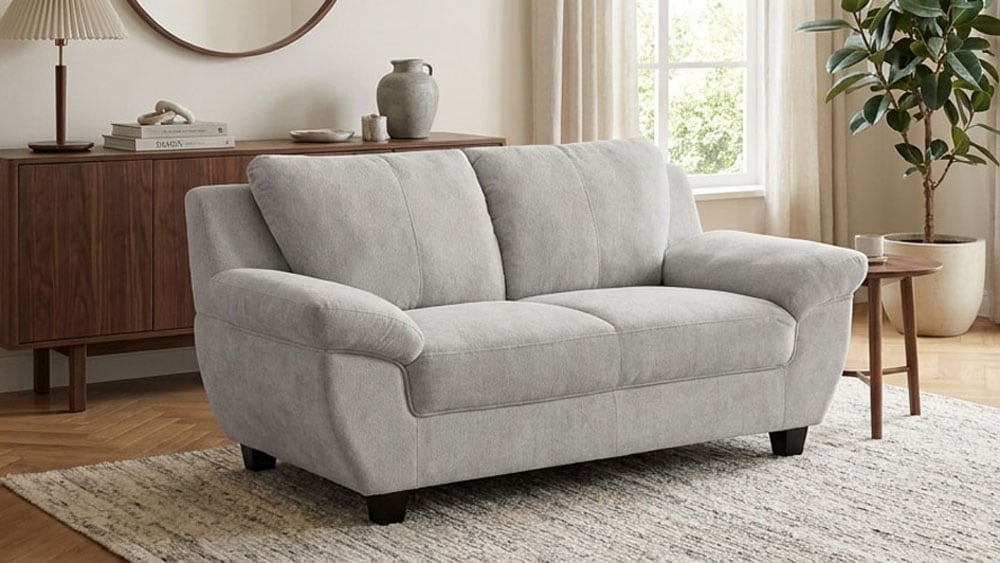 OTTO home 2-Sitzer »Sillkeborg 161 cm, formschönes Sofa mit dunklen Füßen« aus pflegeleichtem, weichem Luxus-Microfaser