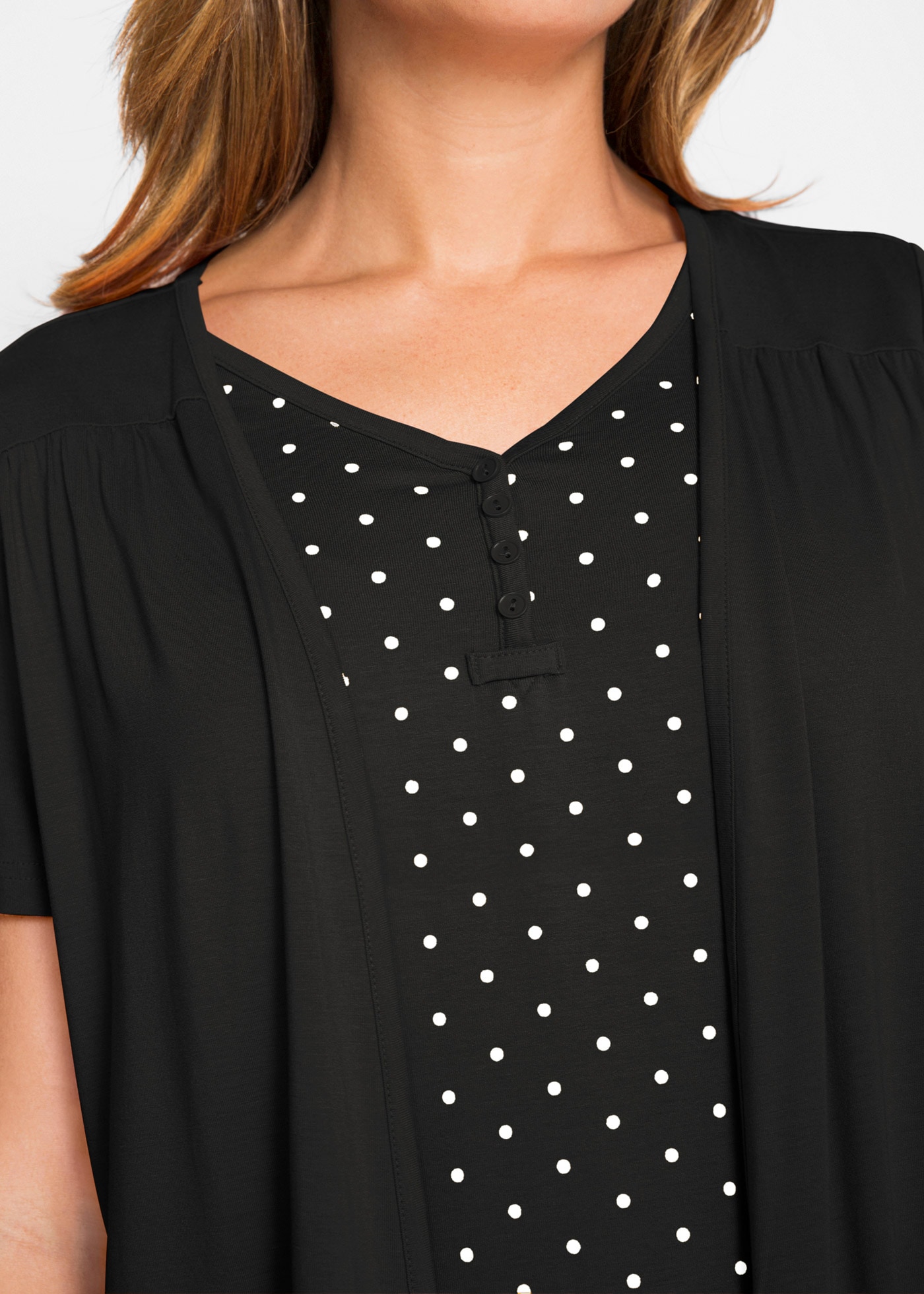 bonprix 2-in-1-Shirt »2 in 1 Shirt mit V-Ausschnitt, kurzarm« 2 in 1 Shirt mit V-Ausschnitt, kurzarm