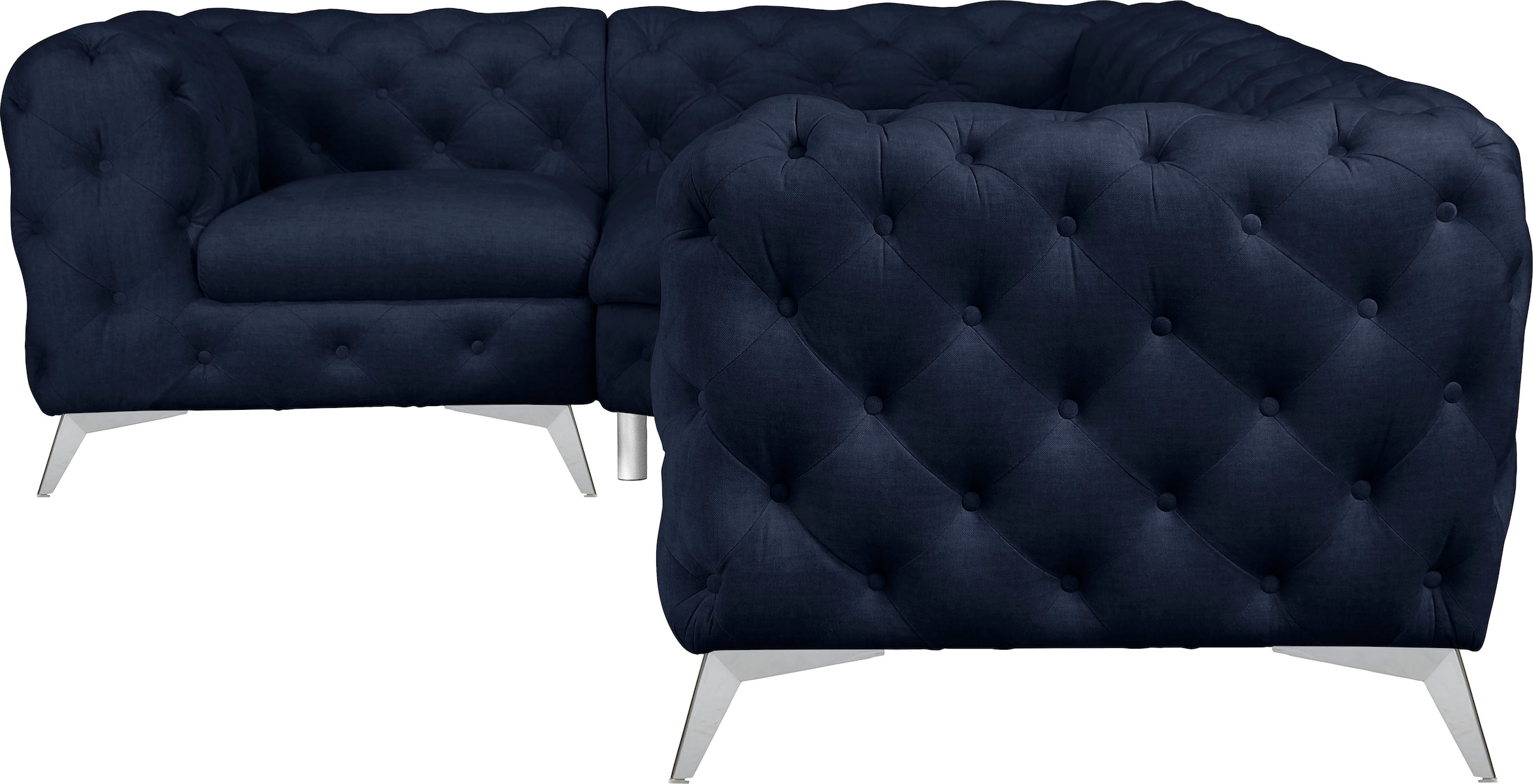 Home affaire Chesterfield-Sofa »Ecksofa GLYNIS L-Form mit Wellenunterfederung, Maße B/T/H 264/204/75cm« aufwändige Knopfheftung, moderne Chesterfield Optik, Fußfarbe wählbar