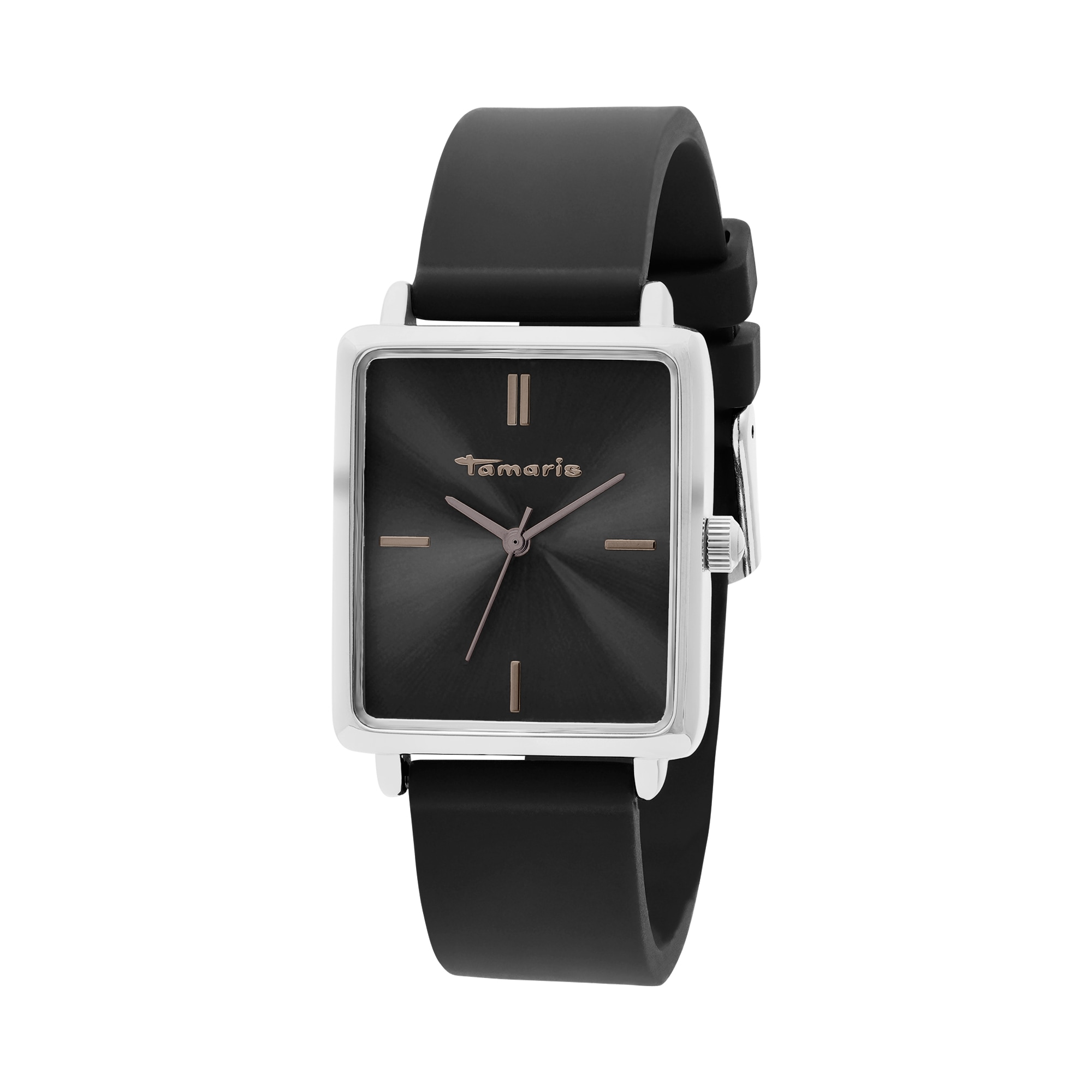 Tamaris Quarzuhr Armbanduhr, Damenuhr, Silikonarmband, analog