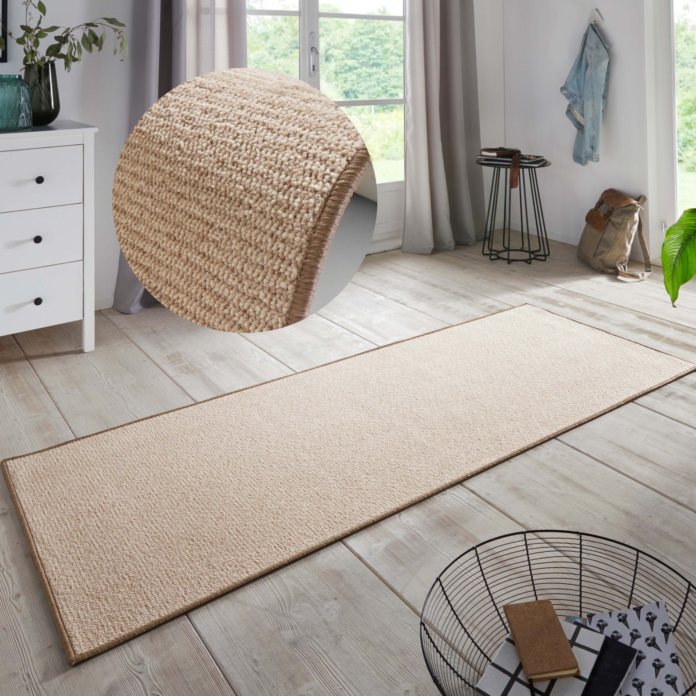 HANSE Home Läufer "Bouclé" rechteckig 5 mm Höhe rutschfest, Sisal Optik, Teppich, Küche, Flur, schlicht, umkettelt