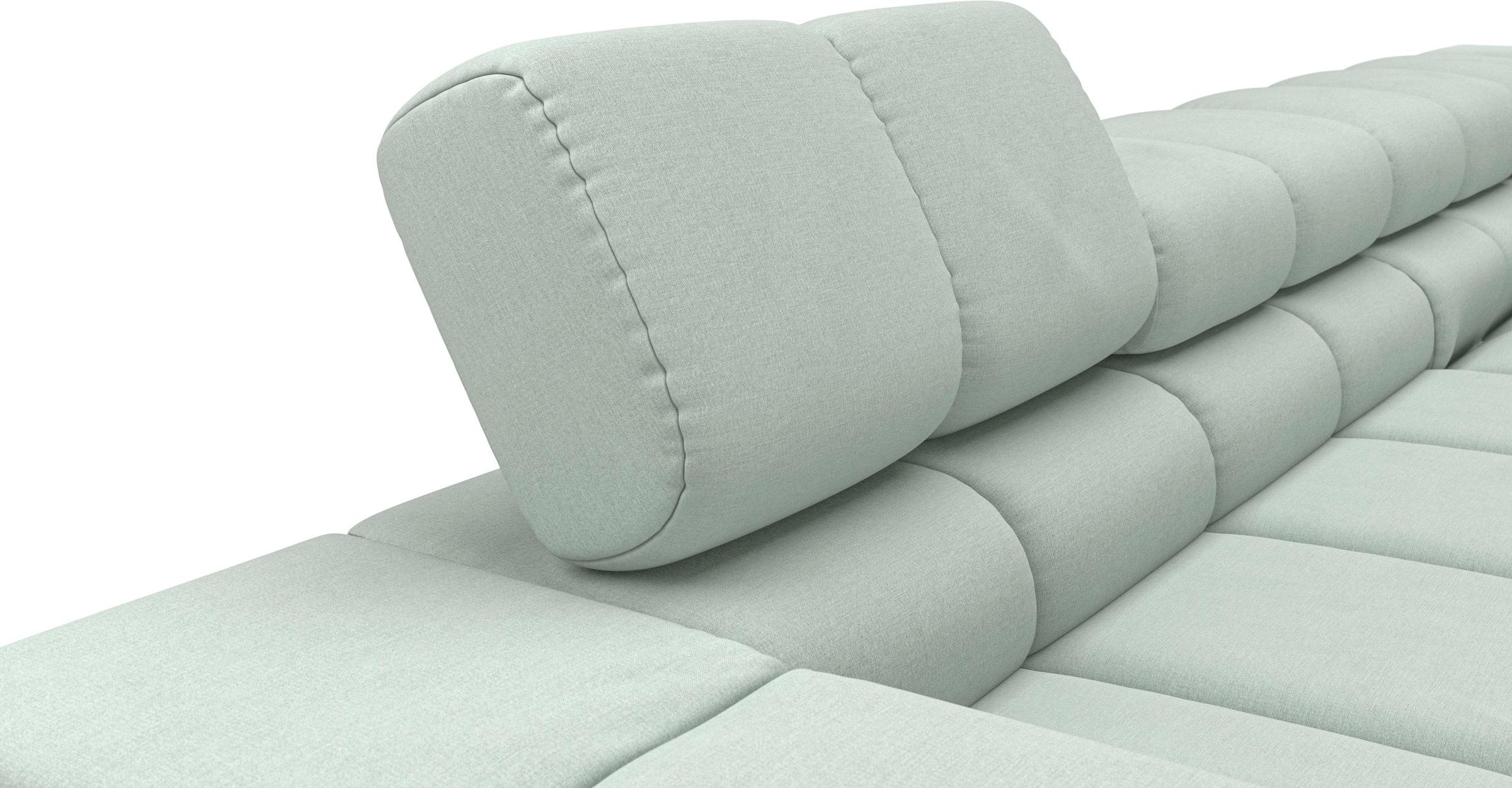 INOSIGN Ecksofa »Ancona New, wahlweise motorische Sitztiefenverstellung, auch Cord«, feine Steppung, mit Kopfteilverstellung, 3 Zierkissen, L-Form